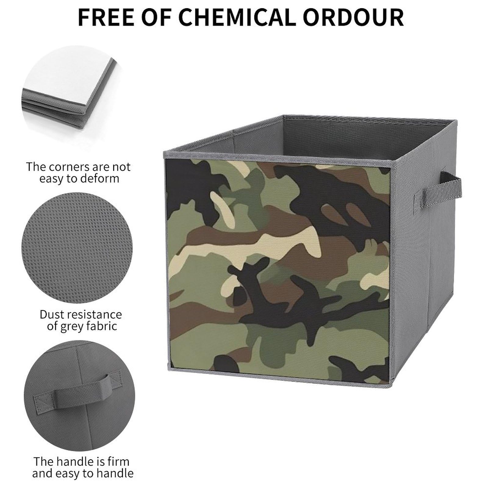 6-Pack Camouflage Collapsible Storage Bins with Handles - Large Closet Organizer, Clothing Storage Boxes for Bedroom, Nursery & Laundry Room Organization
