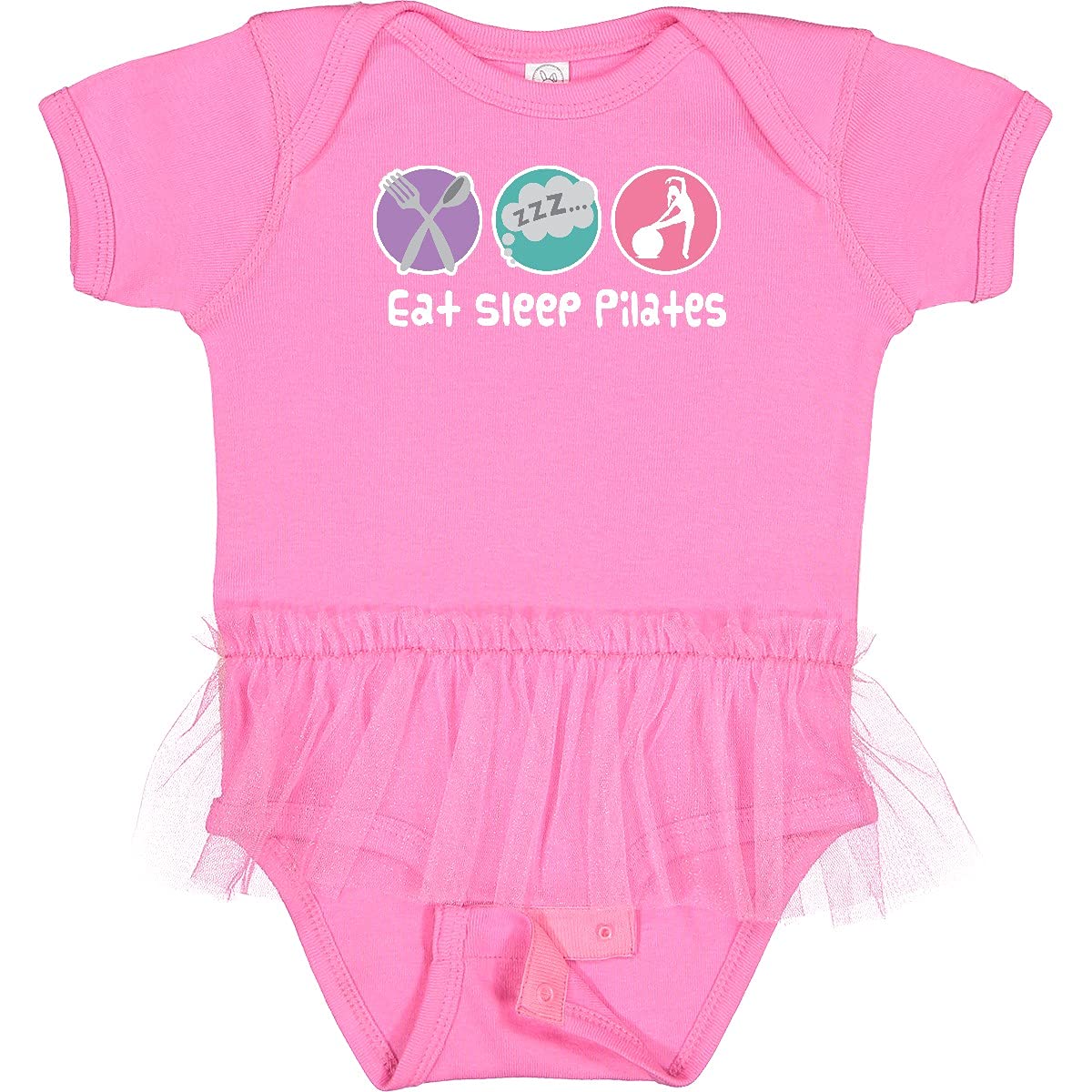Inktastic Eat Sleep Pilates Infant Tutu Bodysuit - Cute Baby Girl Outfit for Dance, Gym & Photo Shoots | Soft Cotton Onesie for Newborns & Toddlers