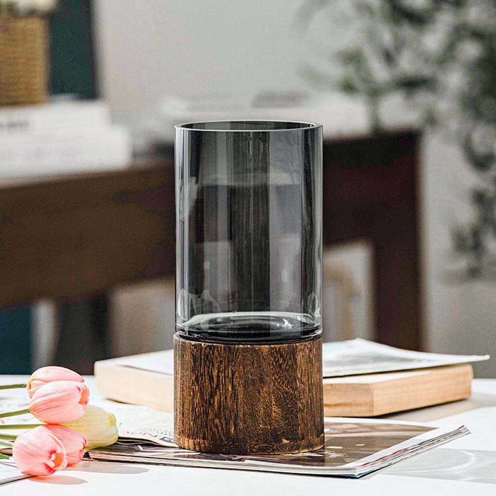 JINYISI Glass Vase for Flowers - Modern Centerpiece for Table, Shelf, Home Decor - Perfect for Weddings, Living Room, Dining Room & Office Decorations