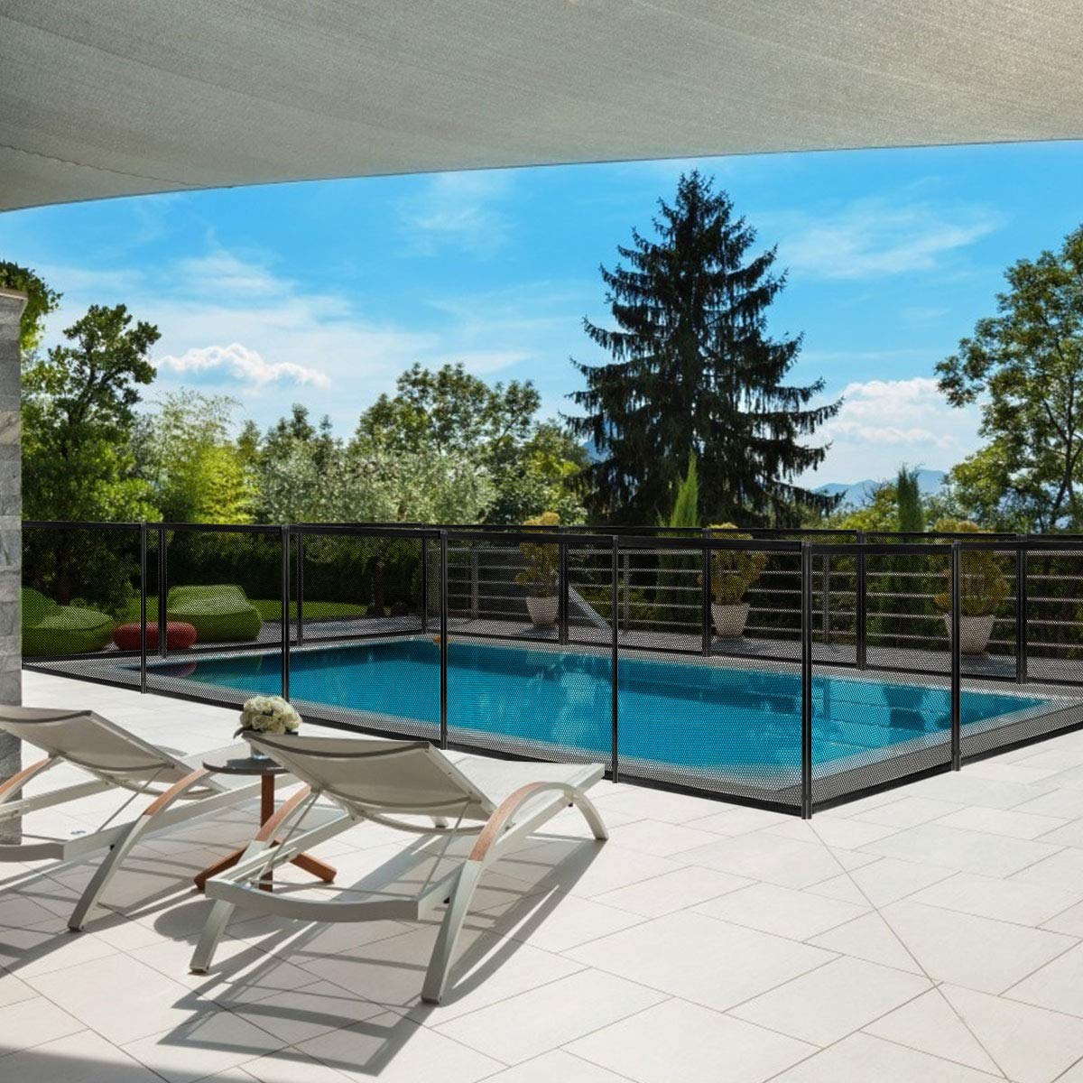Giantex 4ft x 12ft In-Ground Pool Safety Fence Kit - Removable Mesh Barrier with 2 Size Sleeves for Kids & Pets - Durable Swimming Pool Fence for Backyard, Garden, and Outdoor Safety Protection
