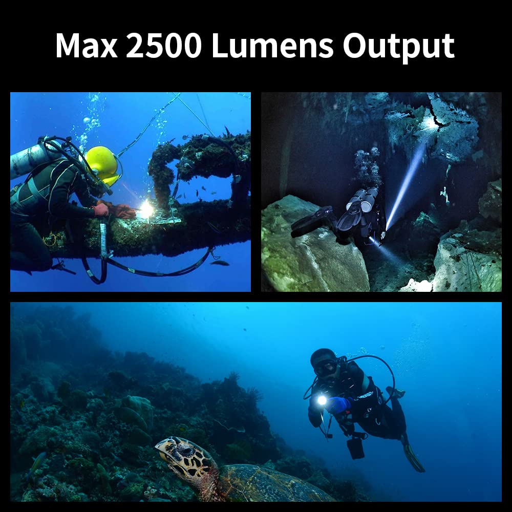XTAR D26 2500 Lumens Professional Scuba Diving Flashlight - Waterproof Underwater Torch for Cave, Wreck & Night Diving (100m Depth Rated) - Perfect for Marine Exploration, Night Fishing & Emergency Use