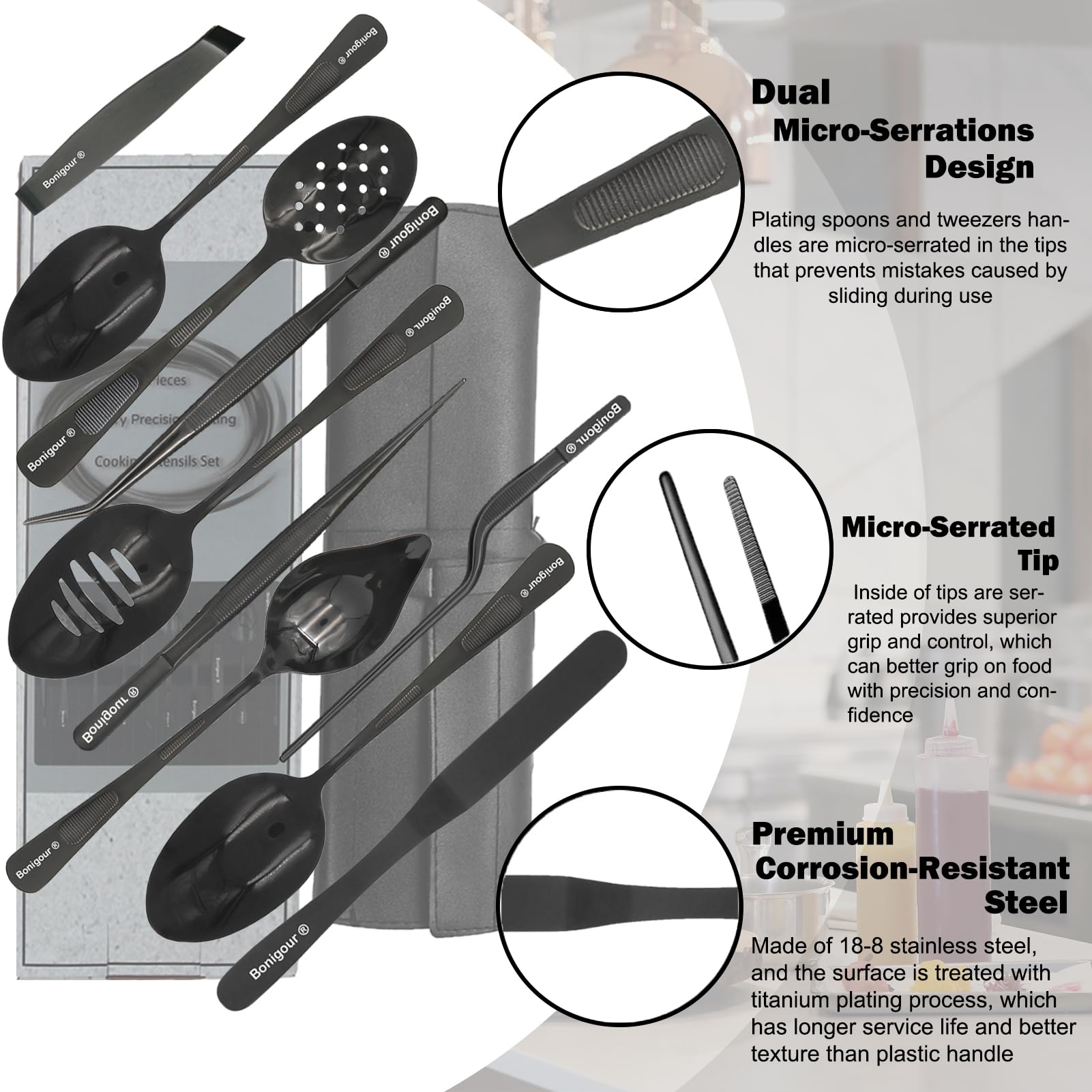 11-Piece Professional Chef Plating Tools Kit - Stainless Steel Culinary Utensils for Modernist Cuisine & Food Art - Perfect for Restaurant Chefs, Home Cooks & Food Styling