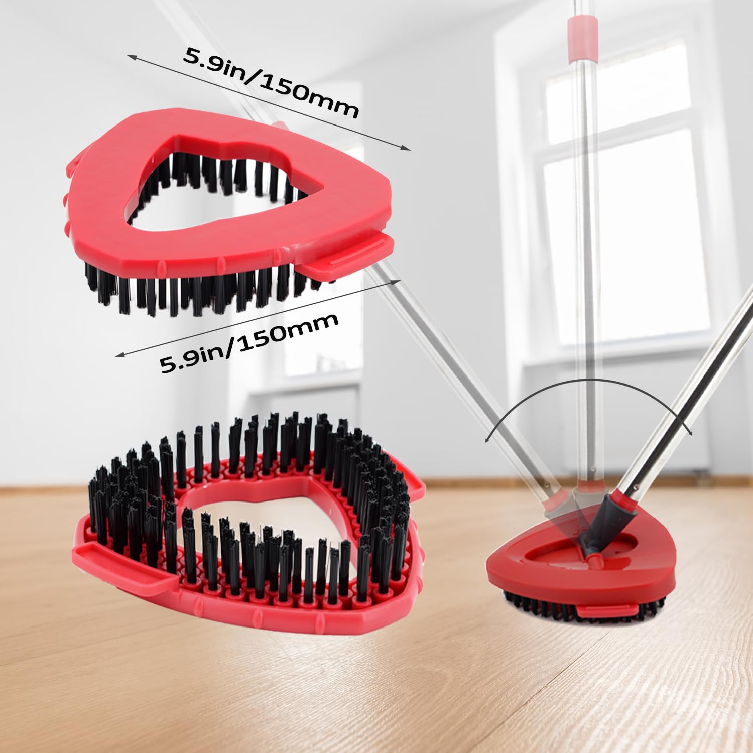 2 Pack Spin Mop Replacement Brush Heads - Stiff Bristle Scrub Brush Compatible with 1 Tank System Mops - Heavy Duty Floor Scrubber for Kitchen, Bathroom, Tile, Tub & Carpet Cleaning - Perfect for Deep Cleaning Floors & Tough Stains