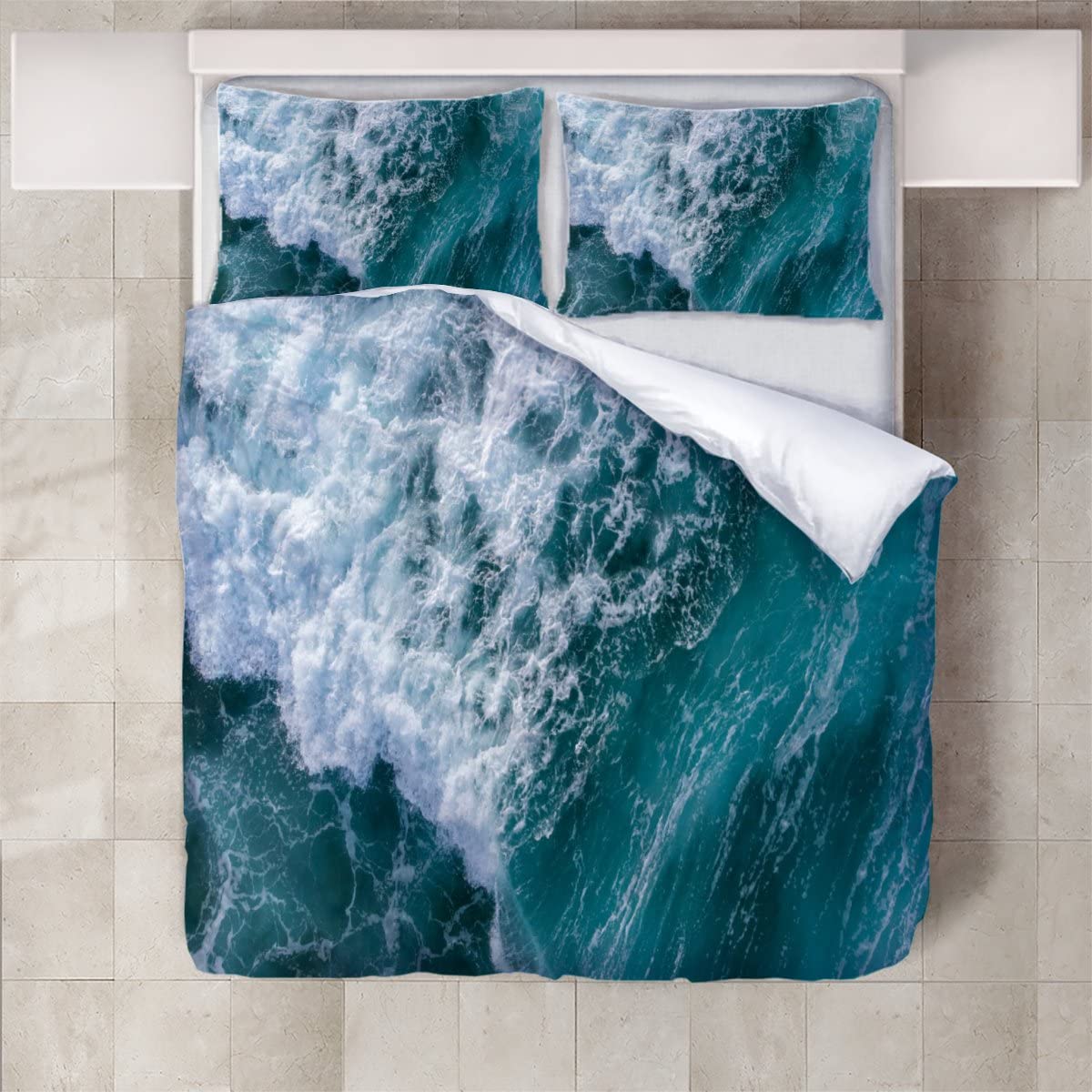 3D Ocean Themed Printed Duvet Cover Set - Ultra Soft Microfiber Bedding with Zipper Closure (140x200cm) - Perfect for Coastal Decor, Beach House Bedrooms & Nautical Theme Rooms