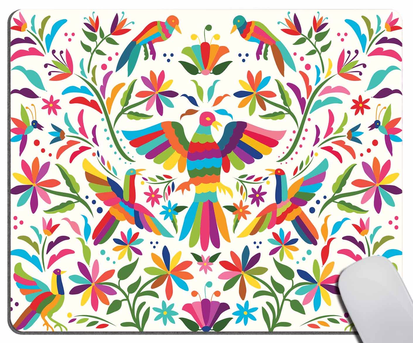 Vibrant Mexican Floral Mouse Pad - Non-Slip Rubber Base Gaming & Office Mousepad for Computer/Laptop - 9.5x7.9 Inches (240x200mm) - Perfect for Work, Gaming & Home Office Decor