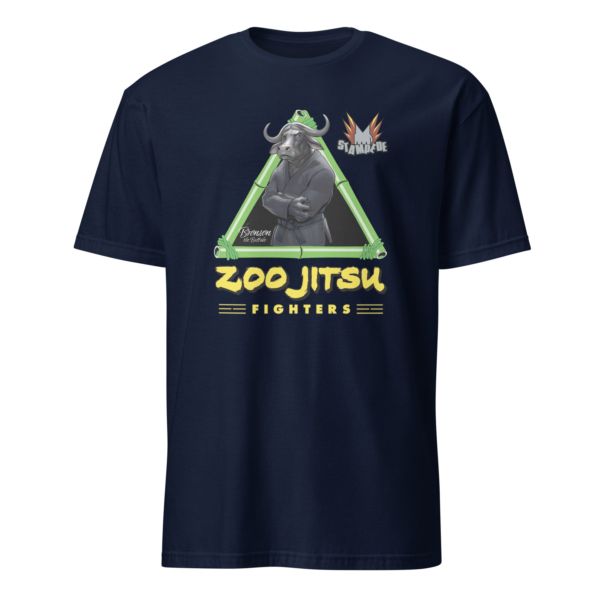 Zoo Jitsu Fighters Bronson the Buffalo Graphic Tee - Unisex Short Sleeve Cotton T-Shirt for Men & Women - Perfect for Martial Arts Fans, Casual Wear & Anime Lovers