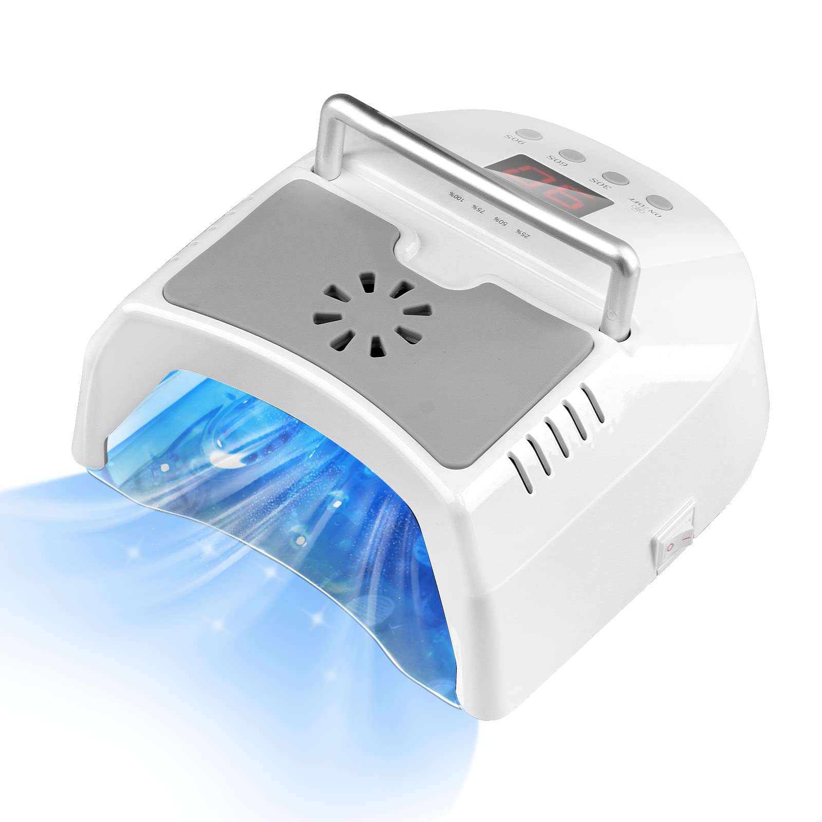 Professional 72W UV LED Nail Lamp Cordless with Cooling Fan - IMENE Rechargeable Gel Nail Dryer for Salon & Home Use, Portable Handle Design (White) | Perfect for Gel Polish Curing, Manicures & Nail Art