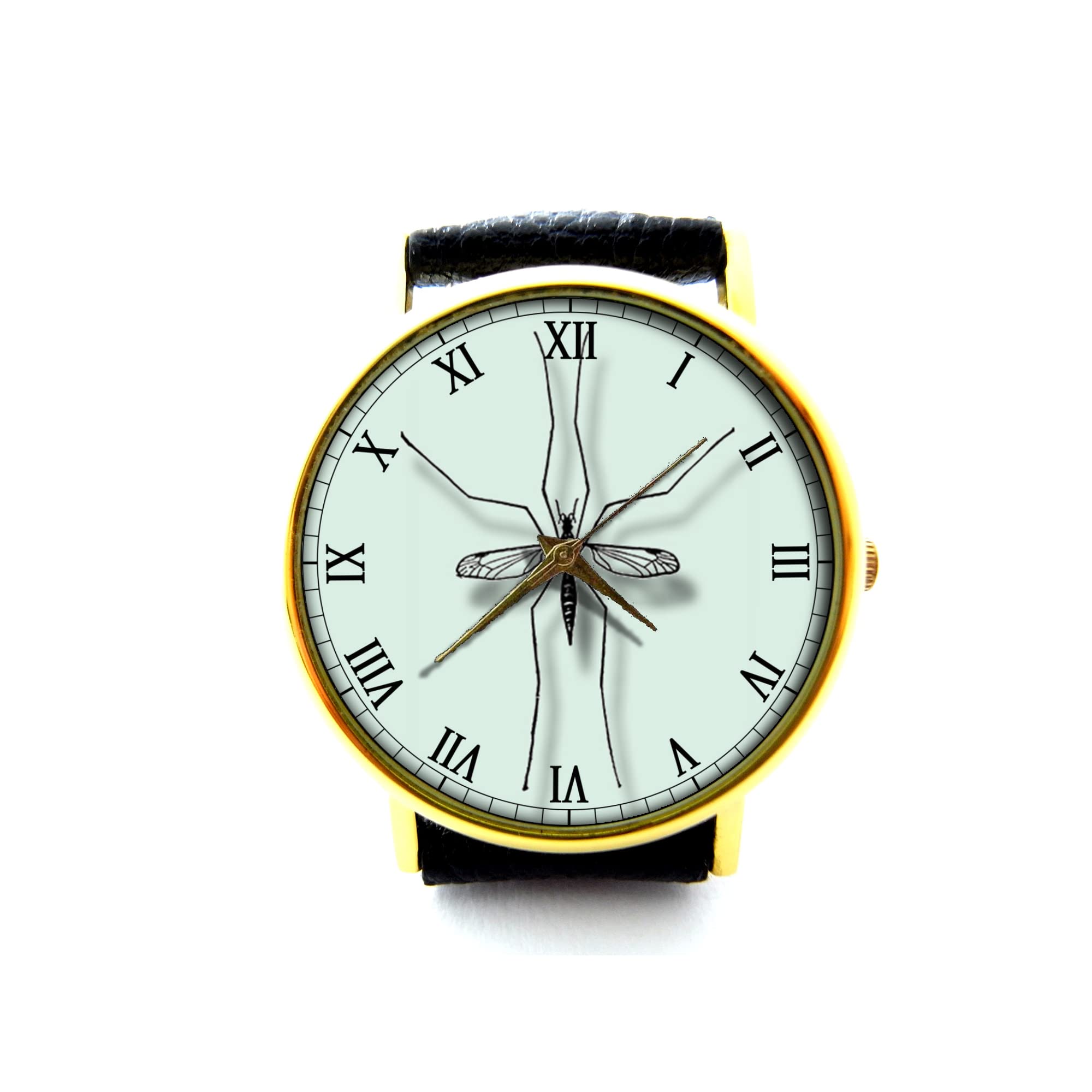 Handmade Genuine Leather Mosquito Repellent Bracelet Watch - Natural Insect Protection for Outdoor Activities, Hiking & Travel | P210