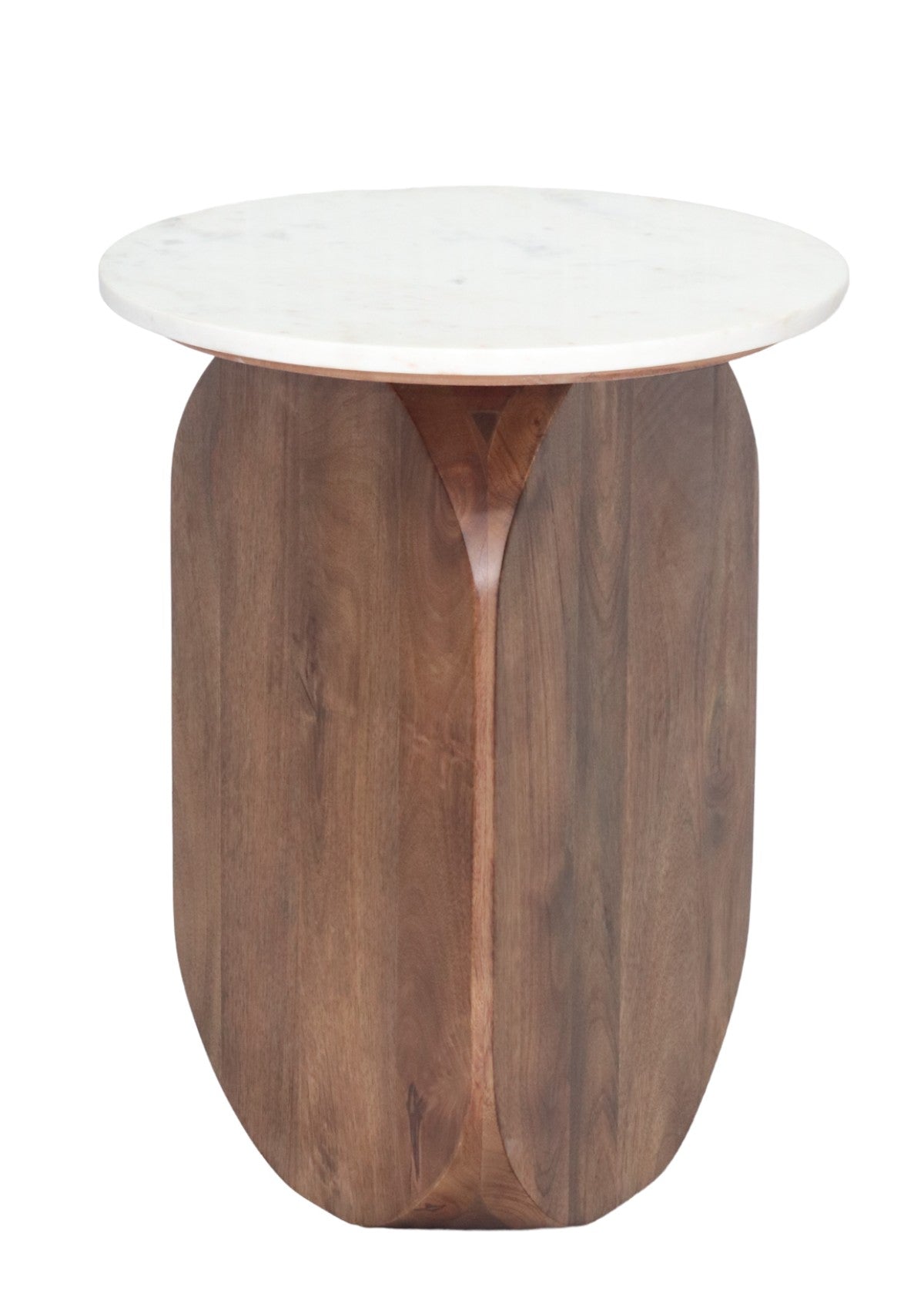 Modern Walnut & White Accent Table - Stylish Side Table for Living Room, Bedroom, or Office Decor