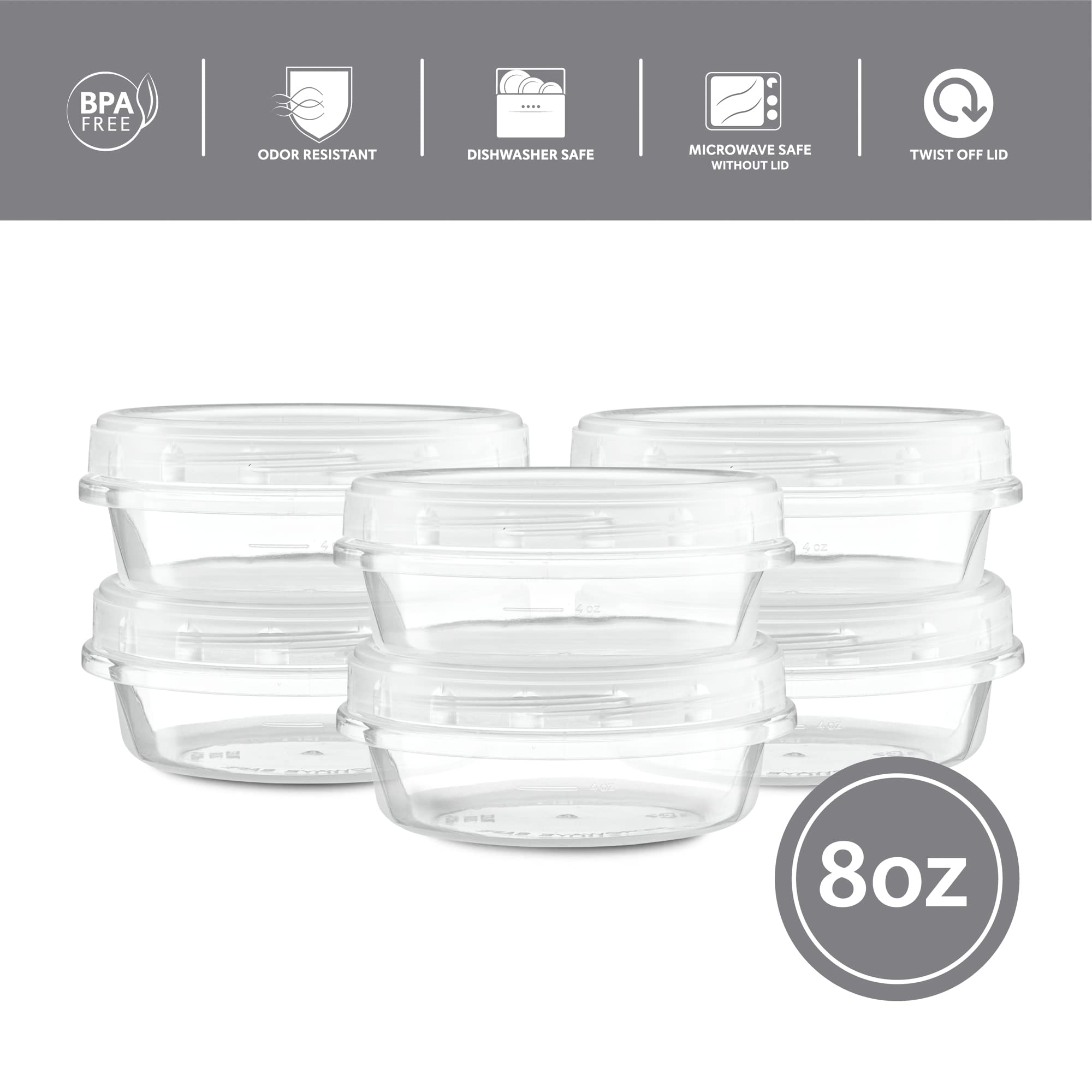 8oz (10 Pack) Clear Plastic Twist Cap Containers with Screw-On Lids - Airtight Food Storage Containers for Freezer, Pantry & Meal Prep | BPA-Free Kitchen Organization Solution