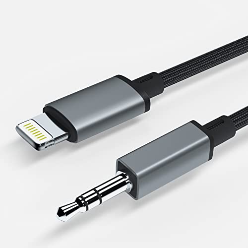 **ANDNOVA MFi Certified Lightning to 3.5mm Aux Audio Cable (4Ft) for iPhone 14/13/12/Pro/Max & iPad – Connect to Car Stereo, Speakers, Headphones – High-Quality Sound for Music & Calls**