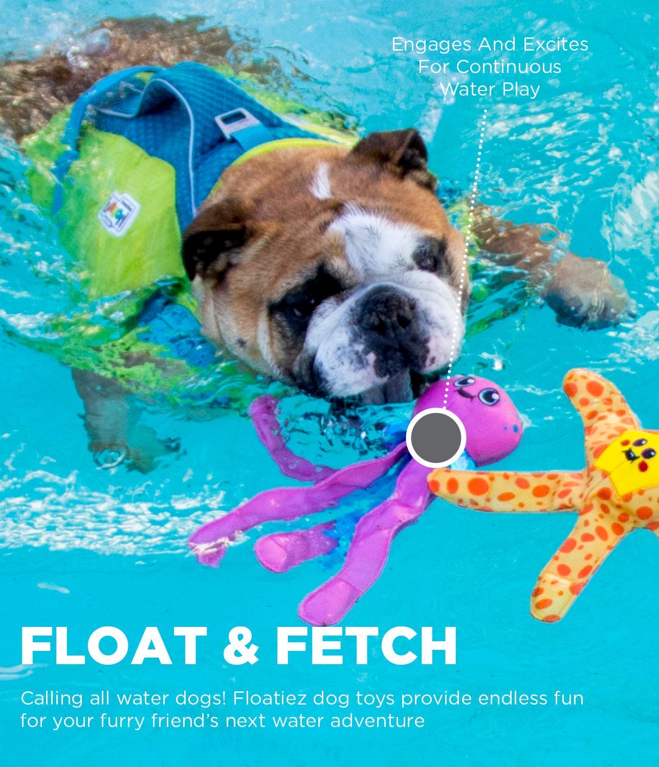 Outward Hound Floatiez Turtle Interactive Floating Dog Toy for Swimming & Water Play - Medium Size Dog Pool Toy for Summer Fun