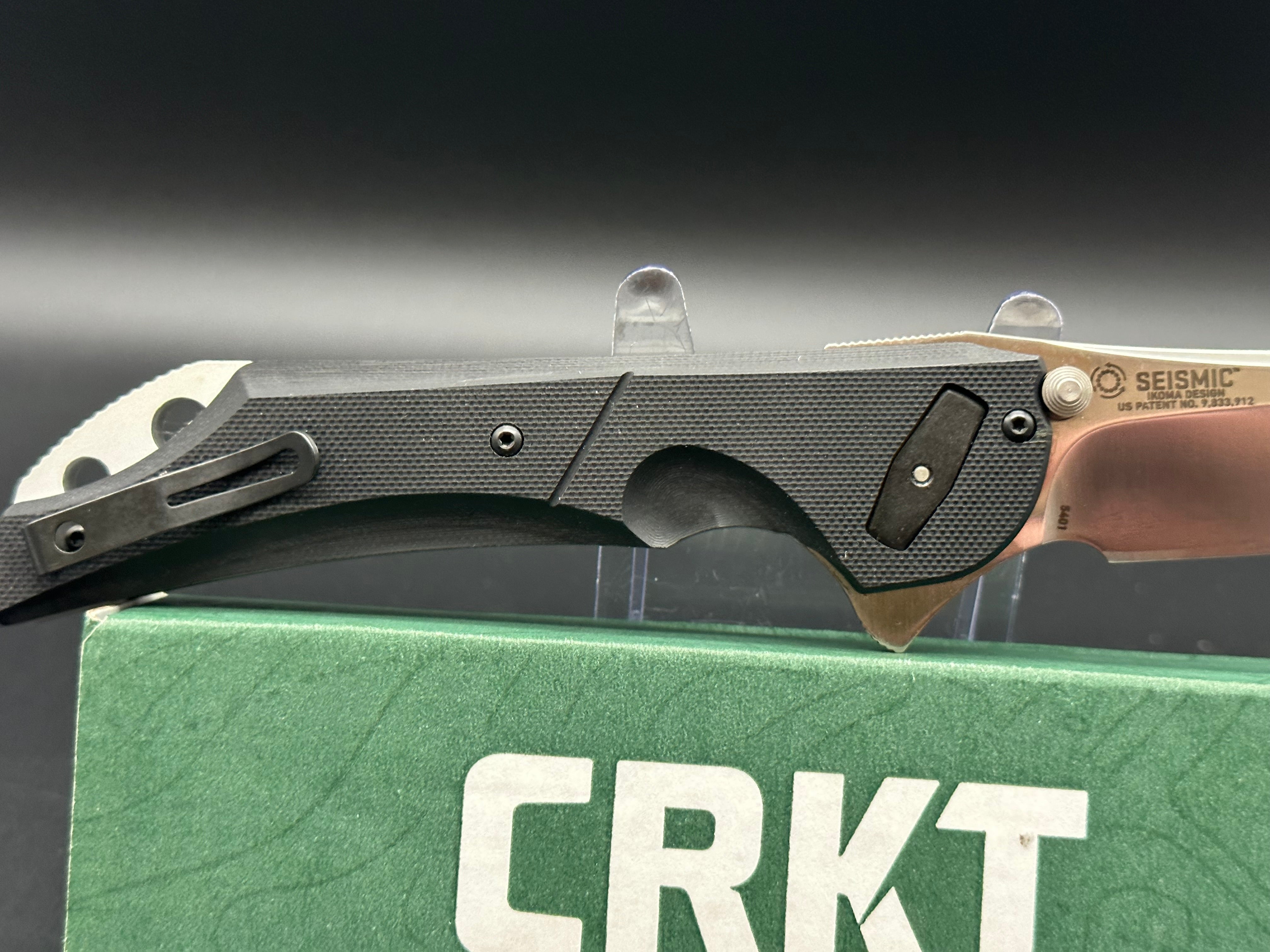 CRKT Seismic Deadbolt Lock Folding Knife - Black G-10 Handle, 3.9