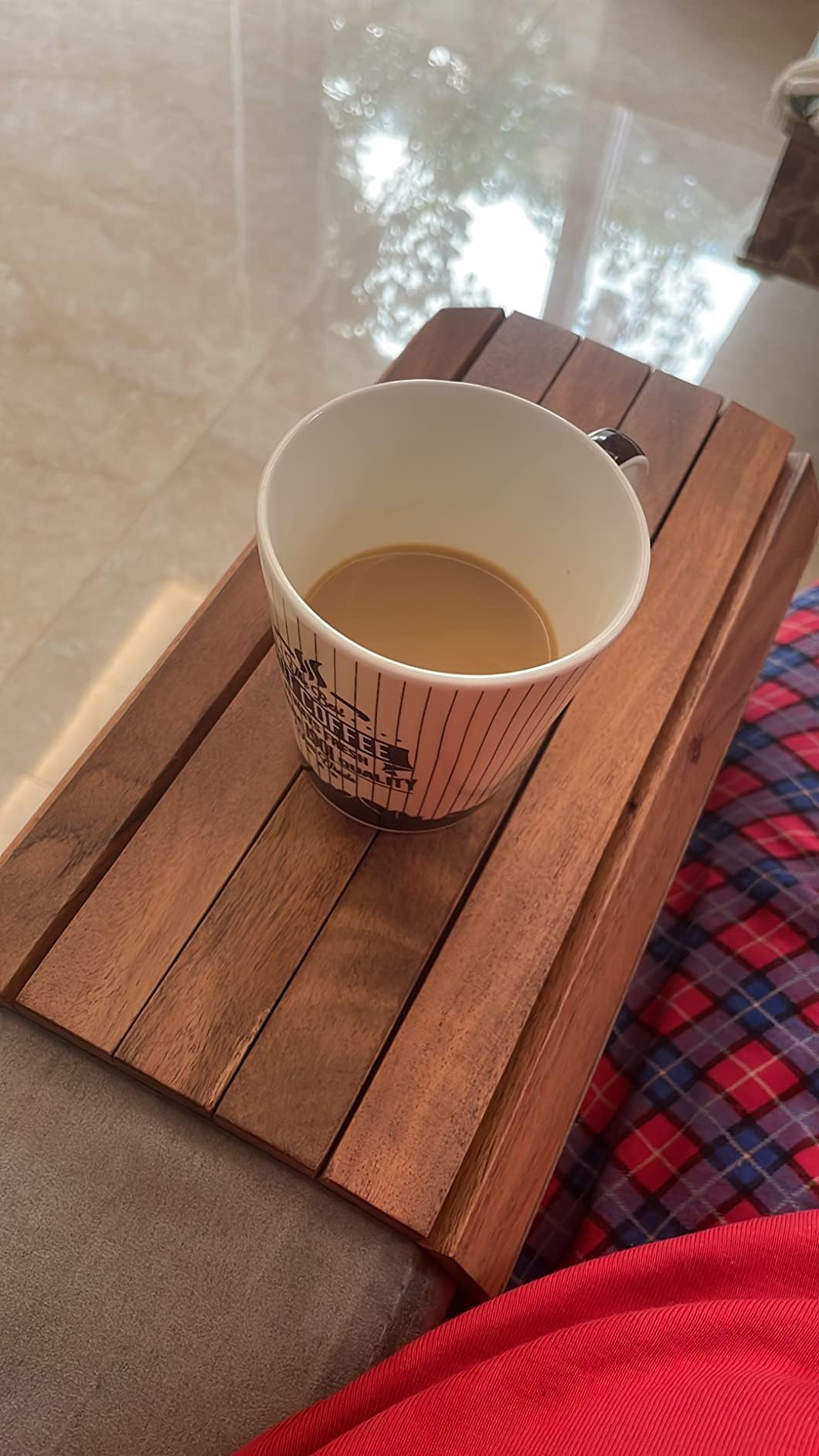 Flexible & Foldable Wooden Serving Tray - Sofa Armrest Tray & Rectangular Table Mat for Food, Drinks, Snacks (Brown) | Perfect for Living Room, Bedroom, Office & Outdoor Use