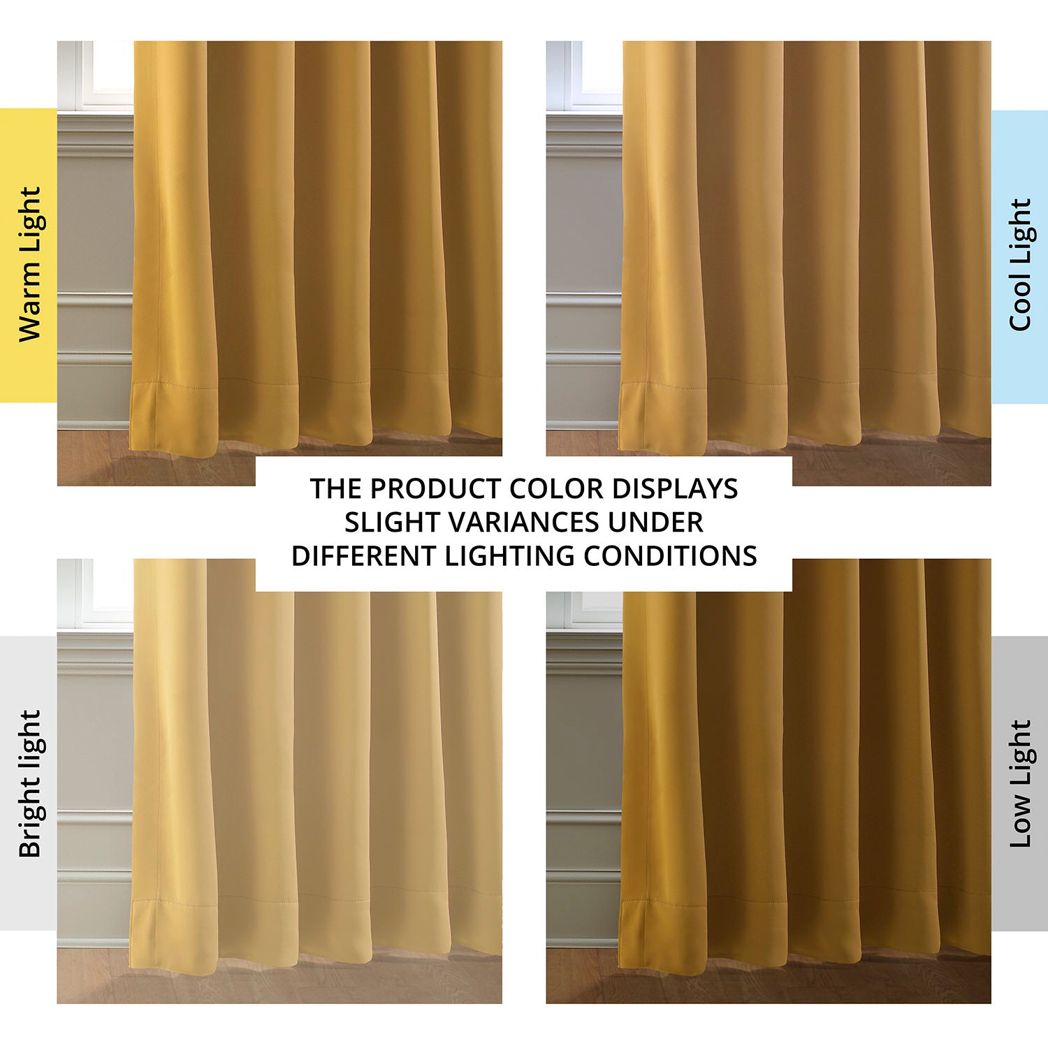 Ochre Blackout Curtains Pair (2 Panels) - Thermal Insulated & Noise Reducing Window Drapes for Bedroom, Living Room & Home Theater