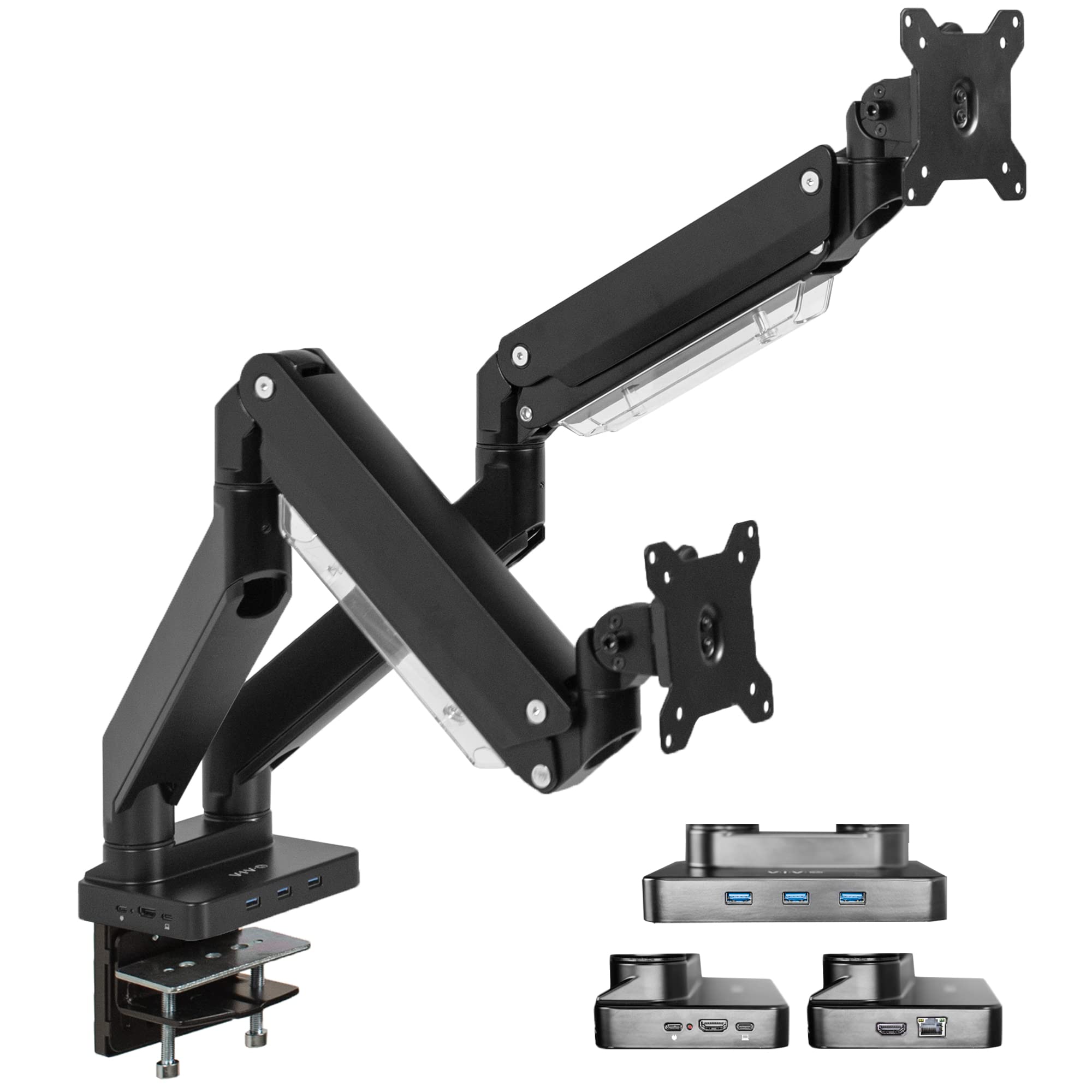 VIVO Heavy Duty Aluminum Dual Monitor Arm with USB-C Docking Station - Fits 35