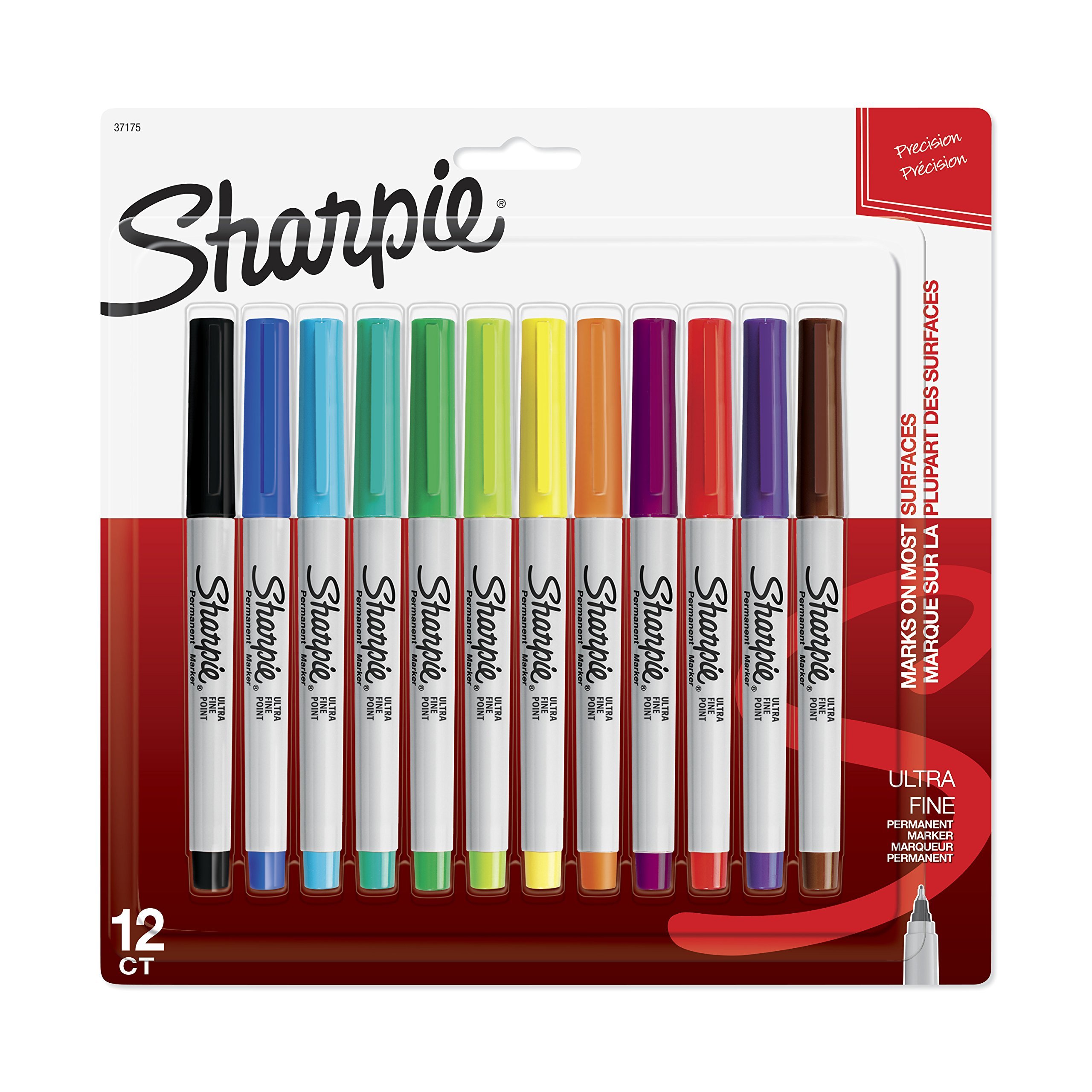 Sharpie 37175 Permanent Markers - Ultra-Fine Point, 12 Pack Assorted Colors for Office, School & Art Projects | Ideal for Writing, Labeling & Creative Designs