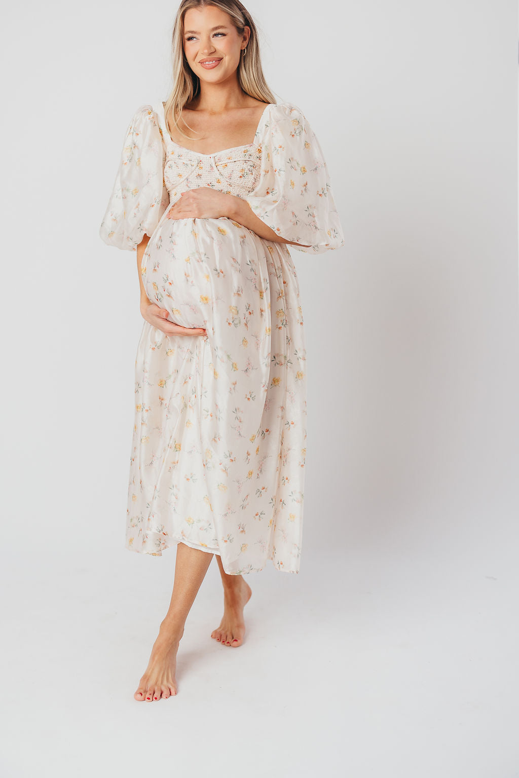 Harlow Maxi Dress - Tiny Yellow Floral Print, Bump Friendly Maternity Dress, Inclusive Sizing S-3XL | Perfect for Summer Vacations, Beach Weddings & Casual Outings