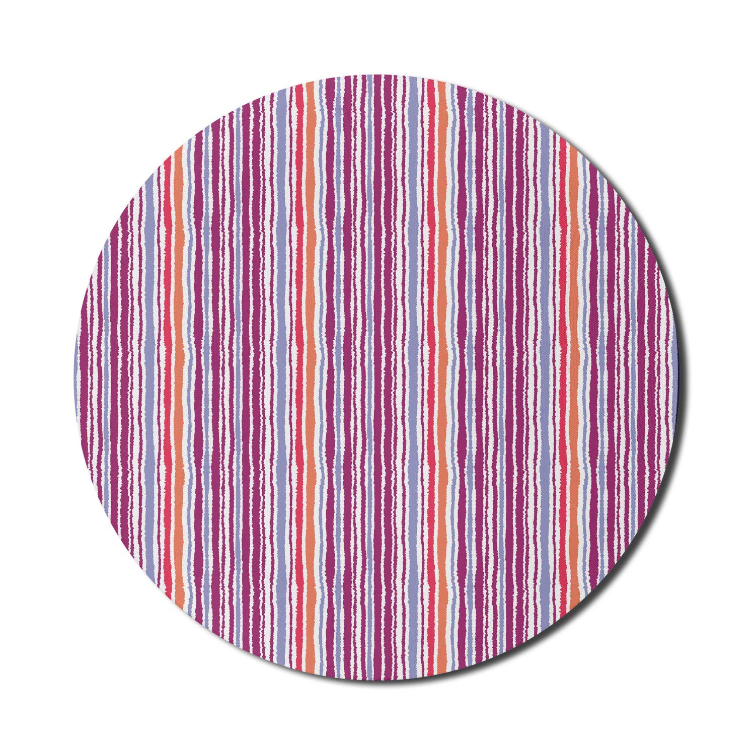 Ambesonne Abstract Round Mouse Pad - Non-Slip Thick Rubber Gaming Mousepad with Vertical Stripes Art Print, 8 Inch, Off White & Multicolor - Perfect for Office, Home & Gaming Computers