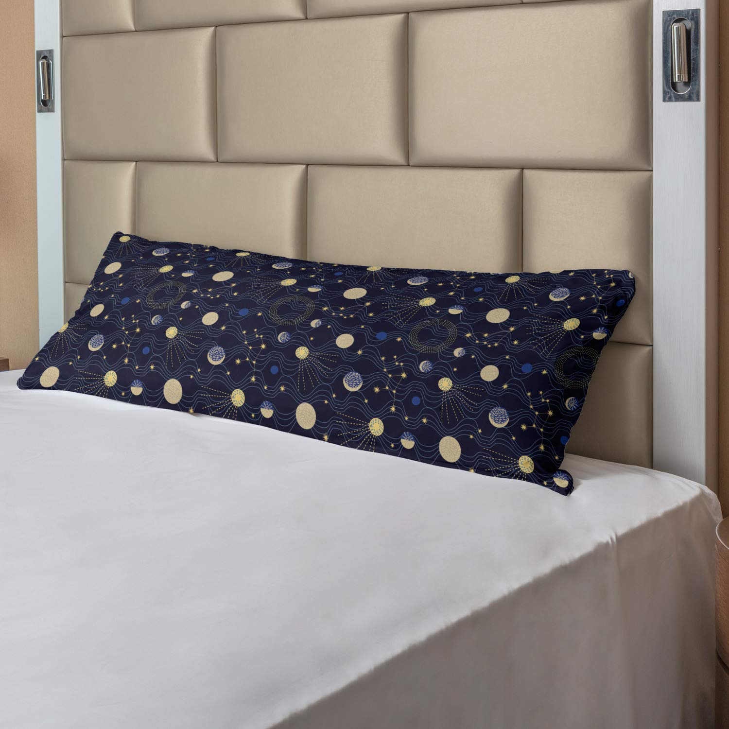 Ambesonne Night Sky Body Pillow Cover with Zipper - Retro Cosmic Design, Decorative Long Pillowcase 21