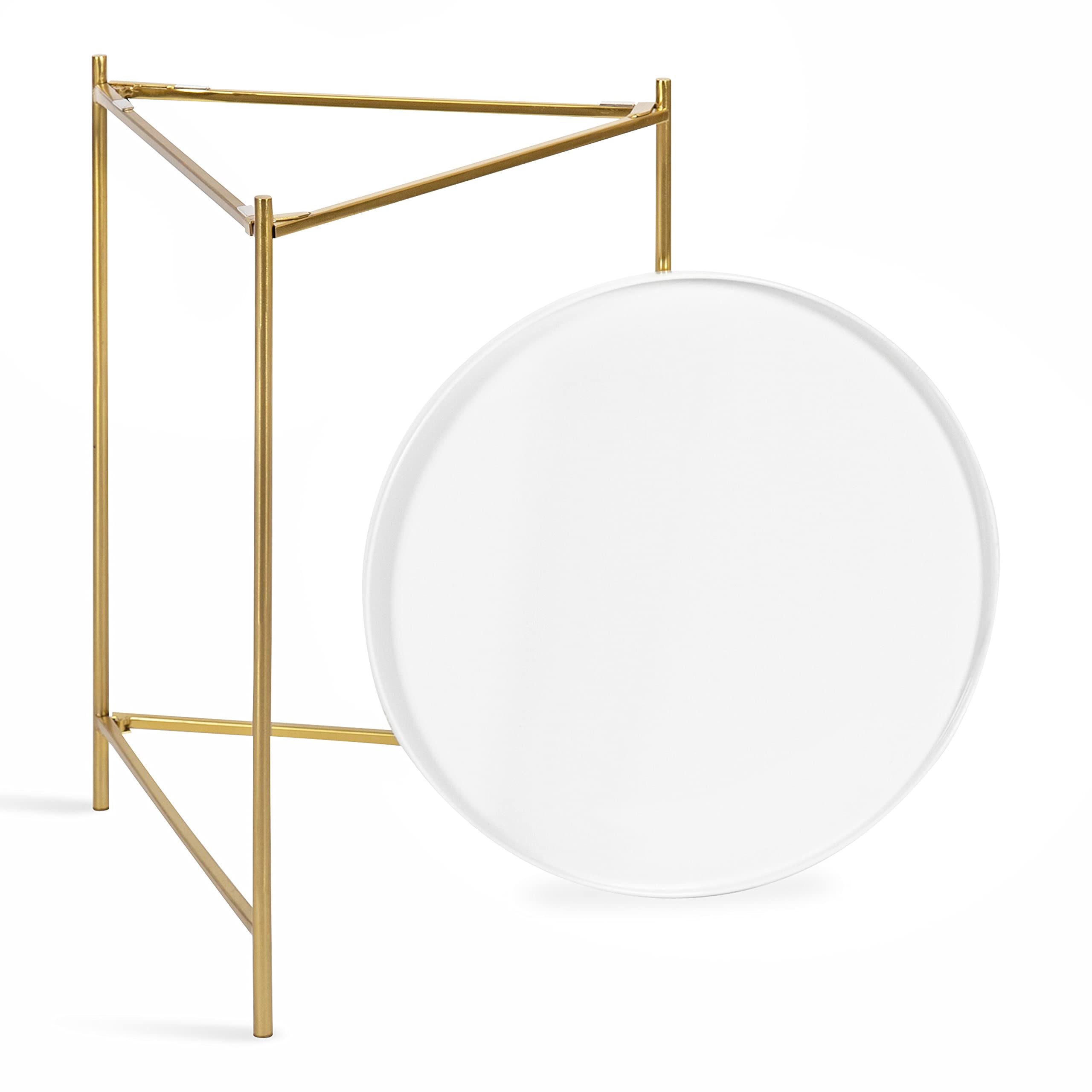 Kate and Laurel Ulani Modern Nesting Coffee Table Set of 2 - White & Gold Glam Storage Display Tables for Living Room, Lounge & Home Decor