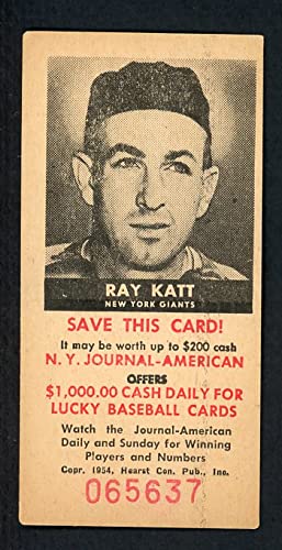 1954 New York Journal American Ray Katt Giants EX 417725 Kit Young Cards - Vintage Baseball Collectibles for Sports Memorabilia Enthusiasts & Gift Ideas