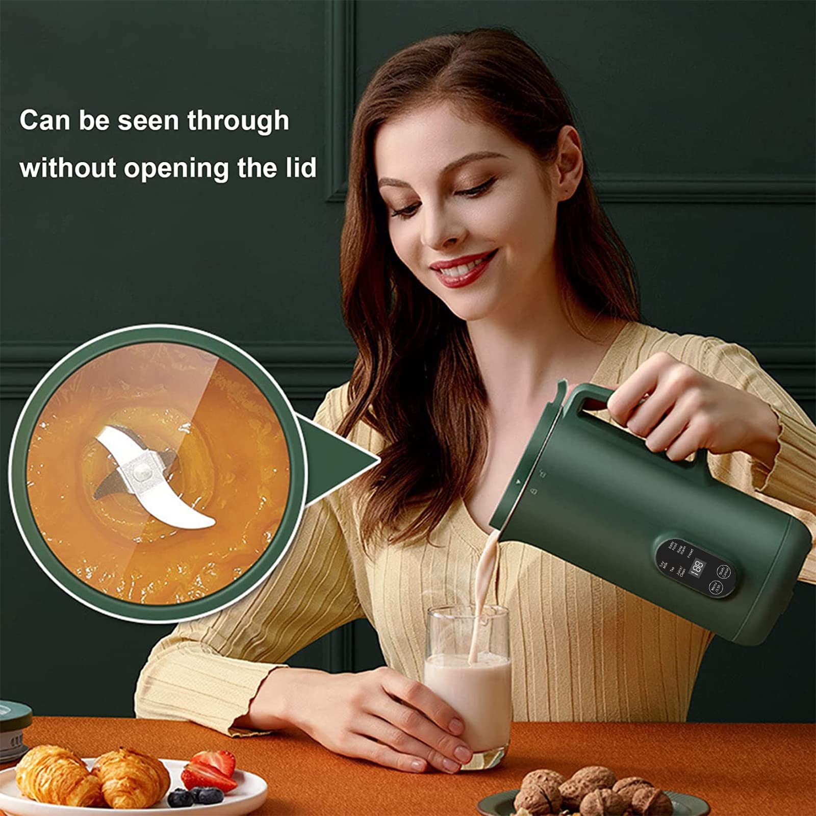 Vegan Soy Milk Maker 350ml - Stainless Steel Automatic Nut Milk Machine for Almond, Oat, Rice & Soy Milk - Kitchen Blender for Smoothies, Juices & Porridge with Self-Cleaning Function - Perfect for Healthy Breakfast & Plant-Based Diets