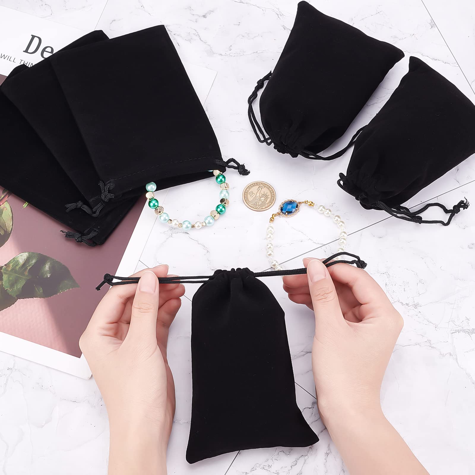 20 Pcs Velvet Jewelry Pouches - Drawstring Gift Bags for Necklace Earrings Storage | Party Wedding Favors