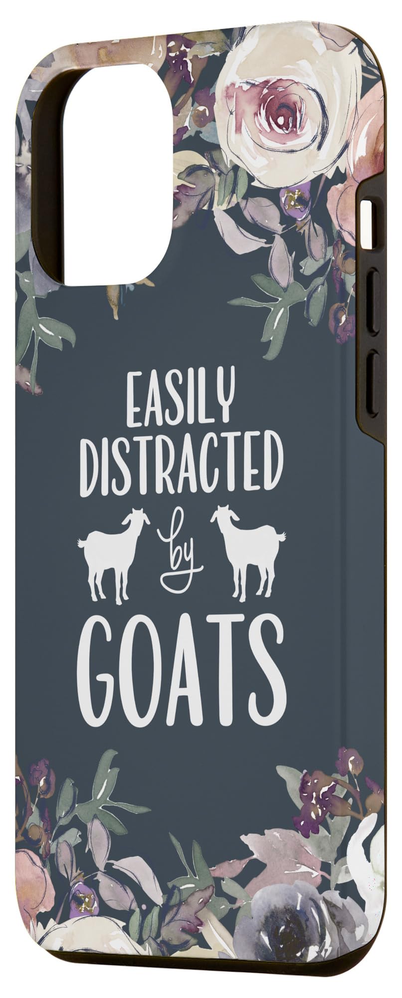 iPhone 12 Pro Max Cute Goat Distraction Floral Bouquet Black Phone Case - Perfect for Nature Lovers & Funny Gift Ideas