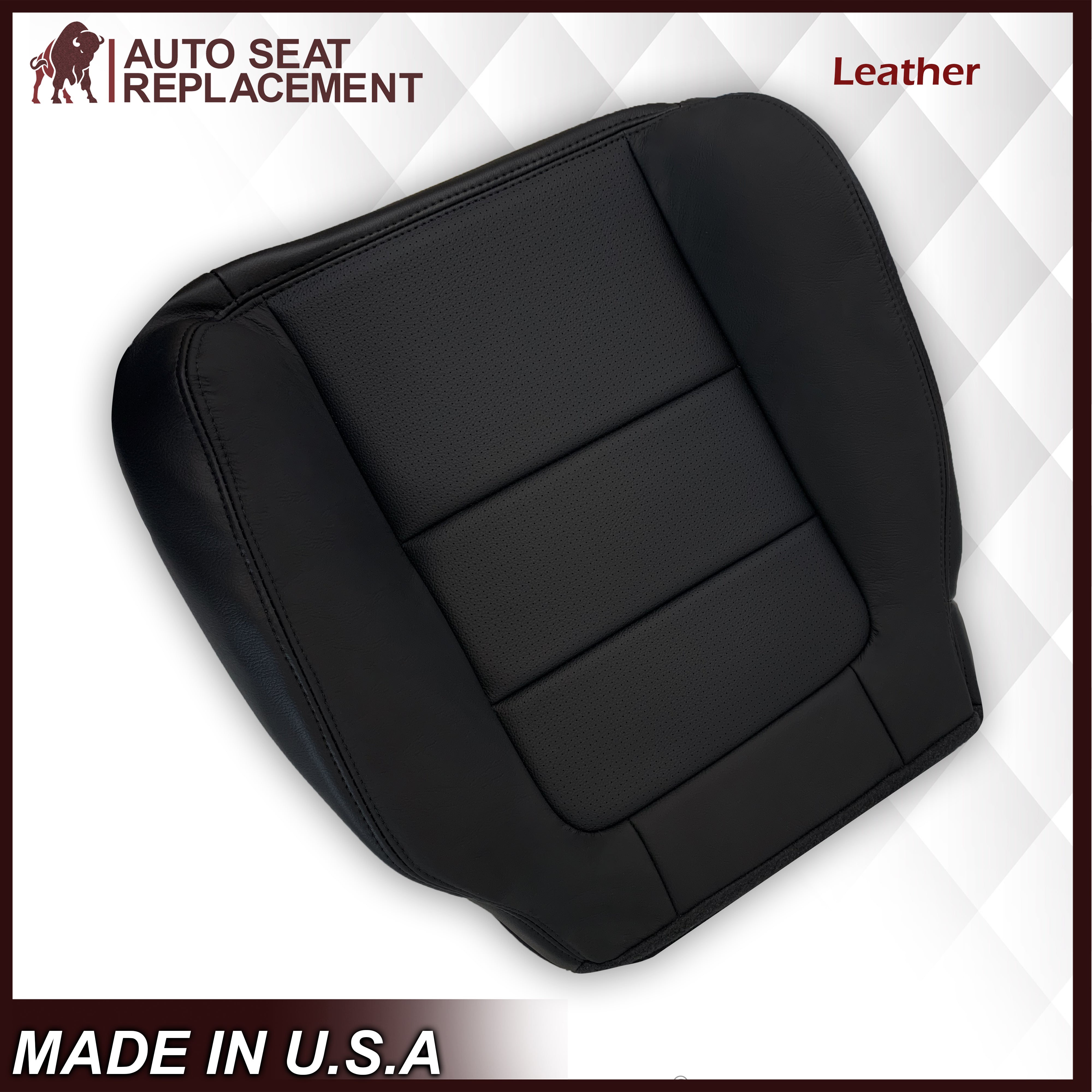 2001-2003 Ford F350 F250 Lariat Extended Cab Black Perforated Seat Covers - Genuine Leather or Premium Vinyl - Perfect for Truck Upgrades & Road Trips