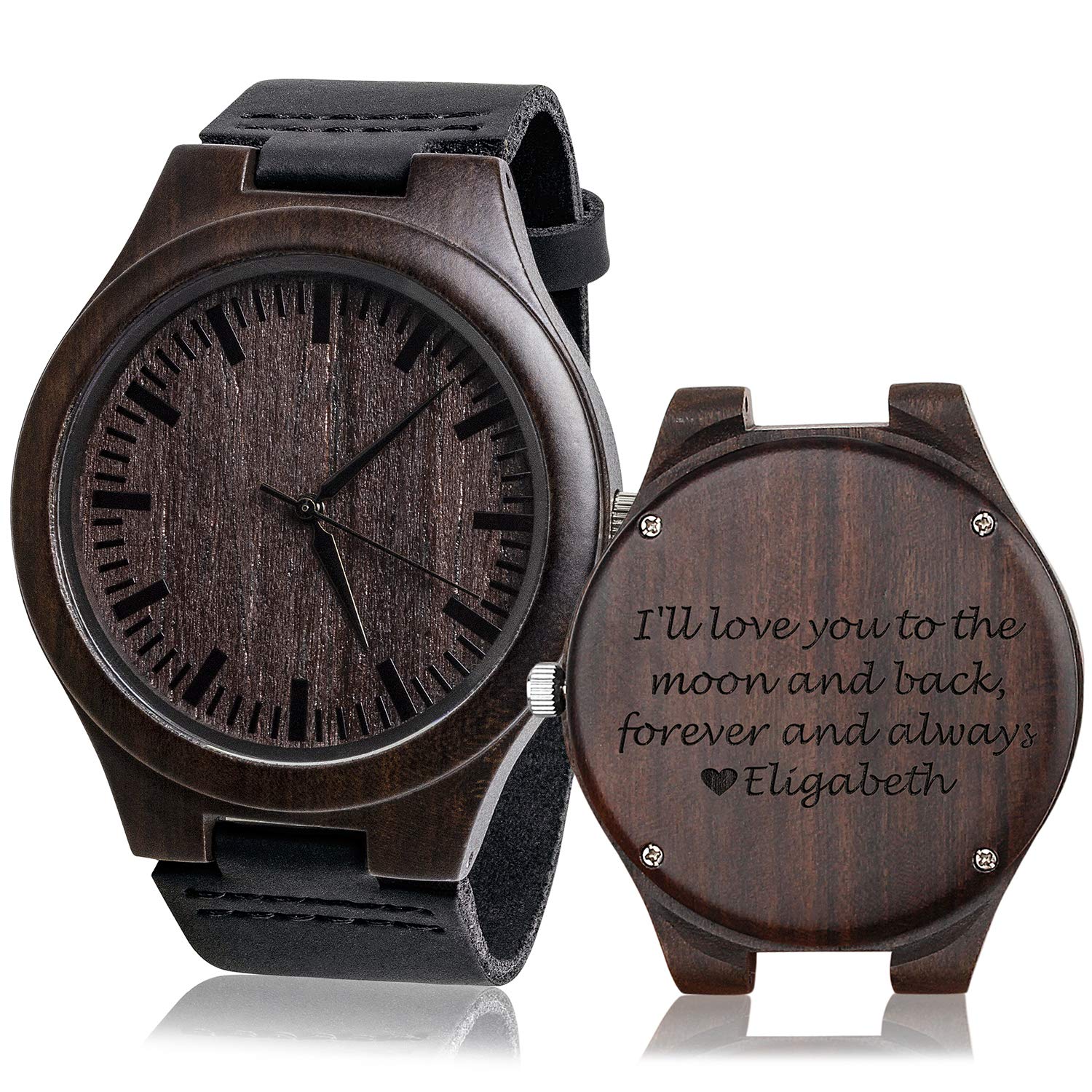 Custom Engraved Wooden Watch for Men - Personalized Gift for Boyfriend, Anniversary, Birthday - Unique Wooden Timepiece for Everyday Wear & Special Occasions