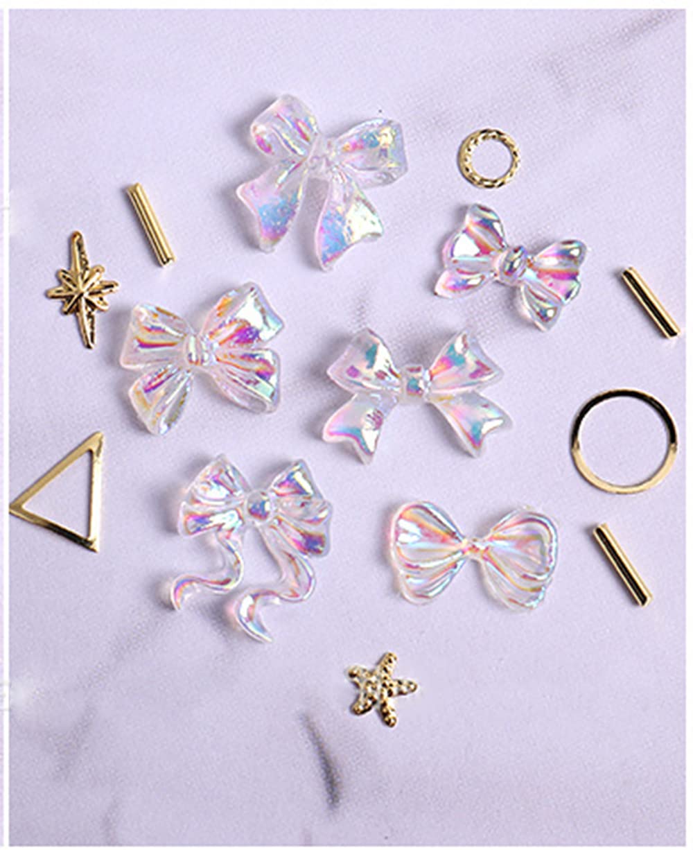 3D Aurora Bowknot Nail Art Kit - 12 Grids Metal Studs for DIY Manicure - Fashion Nail Decoration Accessories for Women and Girls - Perfect for Parties, Weddings, and Special Occasions