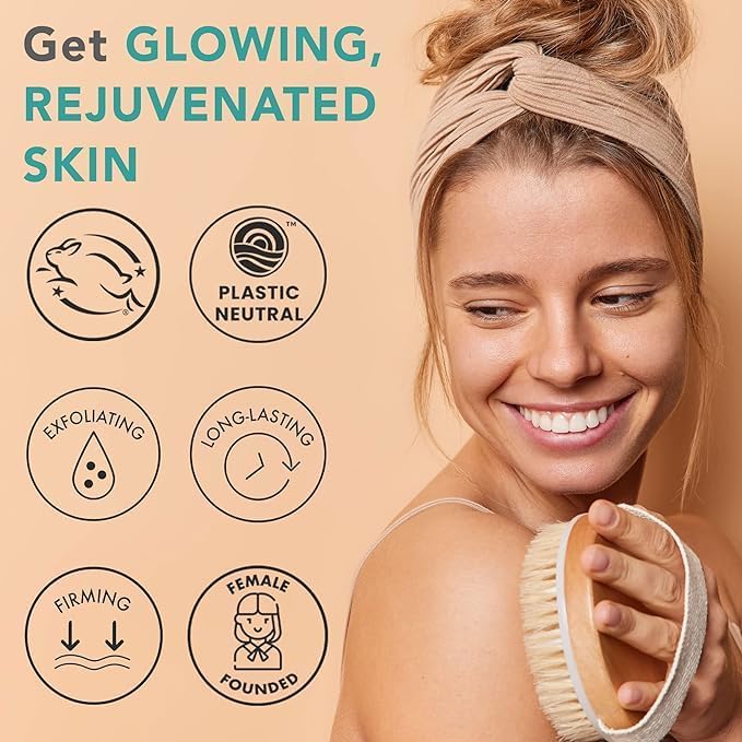 VENIVA Round Body Bath Brush - Solid Wood Exfoliating Brush for Smooth & Soft Skin, Improves Circulation & Prevents Ingrown Hairs - Perfect for Shower, Spa & Daily Skincare Routine