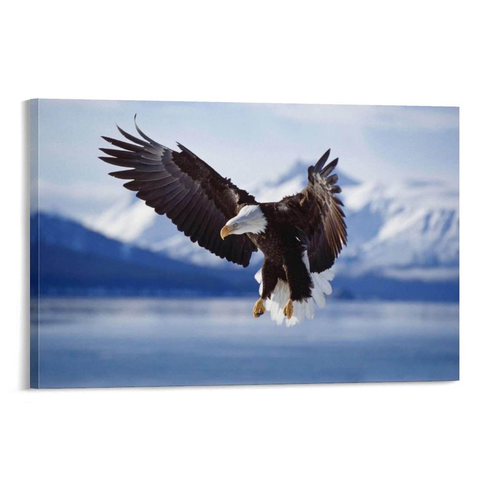 Flying Eagle Canvas Wall Art - 20x30 inch (50x75cm) Premium Poster for Home & Office Decor - Nature Inspired Aesthetic Painting - Perfect Gift for Eagle Lovers & Wildlife Enthusiasts - Ideal for Living Room, Bedroom, or Study Decor