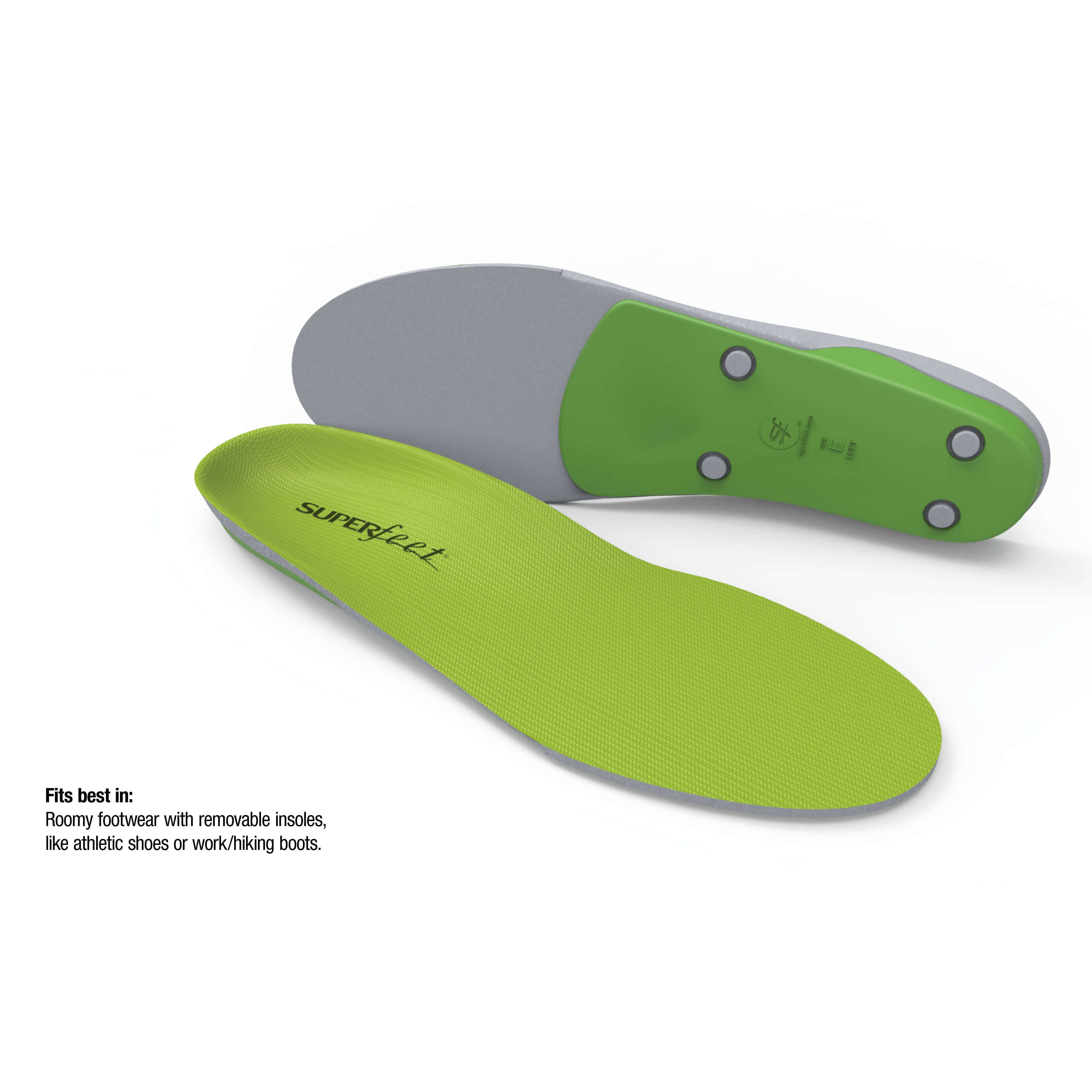 Green Superfeet Insoles - Premium Arch Support for Running, Hiking & Work Shoes – Comfortable Orthotic Insoles for Plantar Fasciitis Relief & Foot Pain