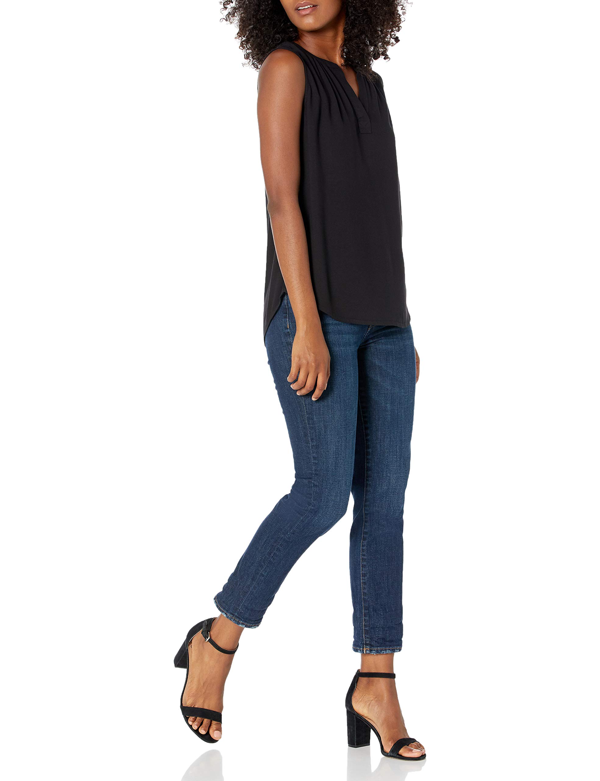 Amazon Essentials Women's Sleeveless Woven Shirt - Comfortable Summer Blouse for Work & Casual Wear | Lightweight Breathable Fabric for Office, Travel & Outdoor Activities