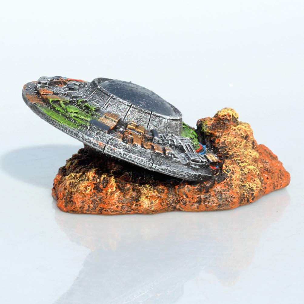 Hemobllo Resin Decor - 1Pc Chest Lizard Treasure Chest Sculpture, Animal Crawl Space Airplane UFO Decor, Sea Turtle Top Hat Figurine for Fish Tank & Home Decor | Perfect for Aquarium, Office Desk, and Gift Giving