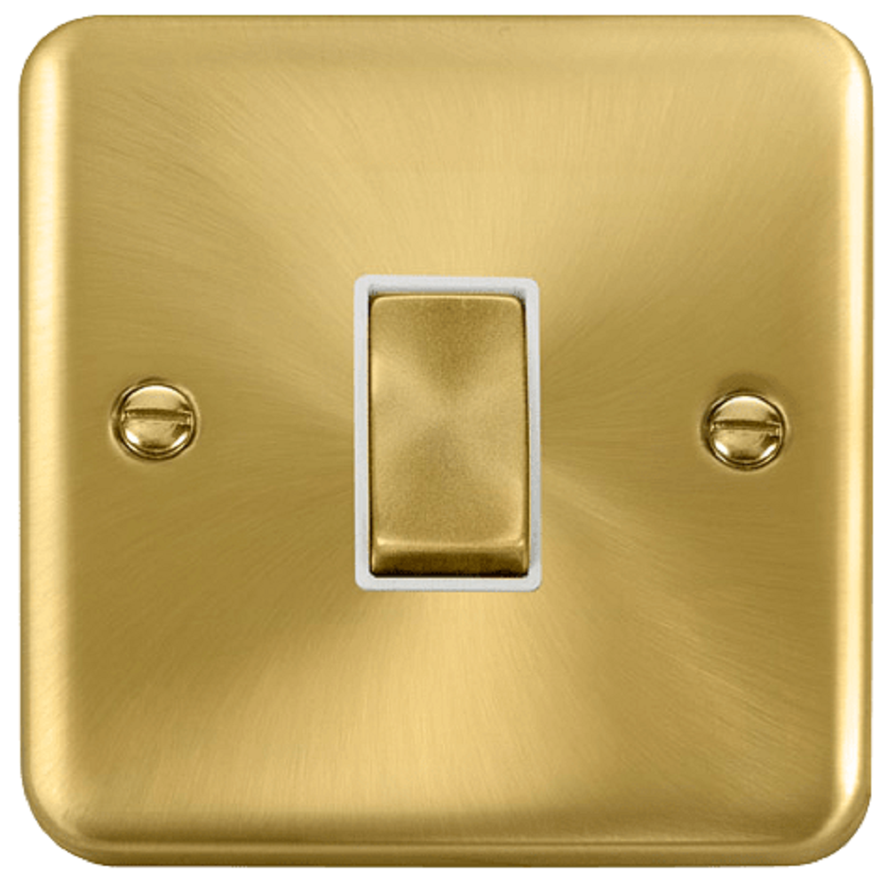 Click Deco Plus Satin Brass 1 Gang Light Switch Plate - DPSB411WH - Modern Electrical Cover for Home & Office Decor