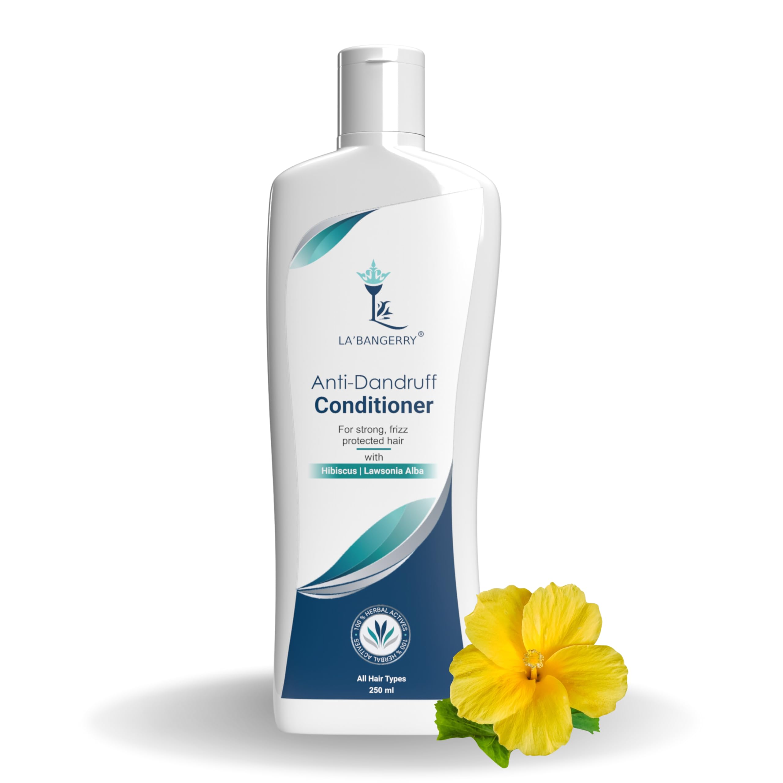 LA'BANGERRY Anti-Dandruff Conditioner for Damaged Hair & Breakage - Hibiscus & Lawsonia Alba Formula for Men & Women - SLS & Paraben Free - All Hair Types - 250ml - Ideal for Dry Scalp & Frizz Control at Home or Salon