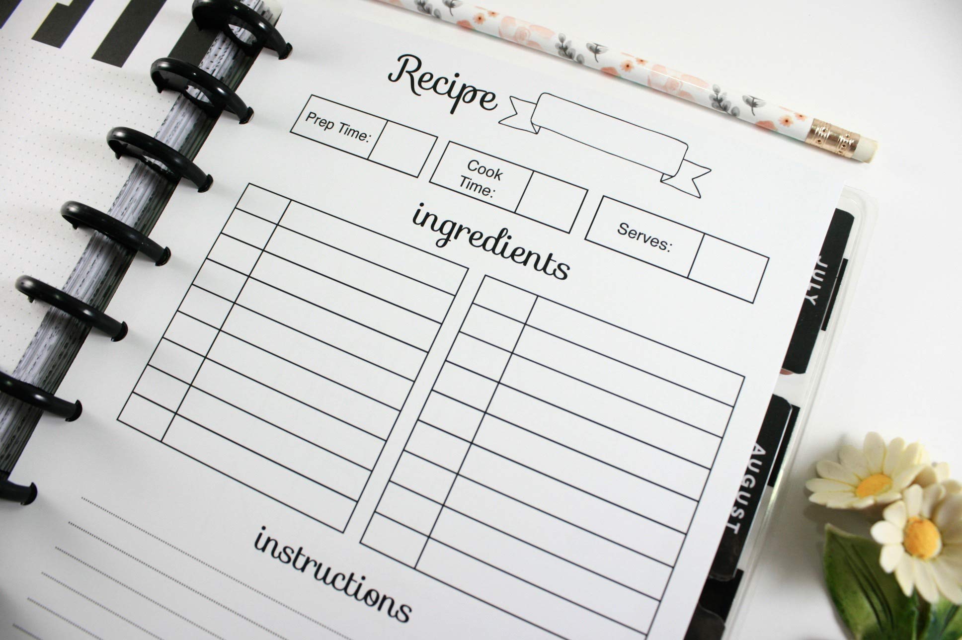 9-Disc Classic Happy Planner Recipe Inserts | Meal Planning Pages for Happy Planner Classic (Planner Sold Separately) | Perfect for Organizing Weekly Meals, Grocery Lists & Cooking Inspiration