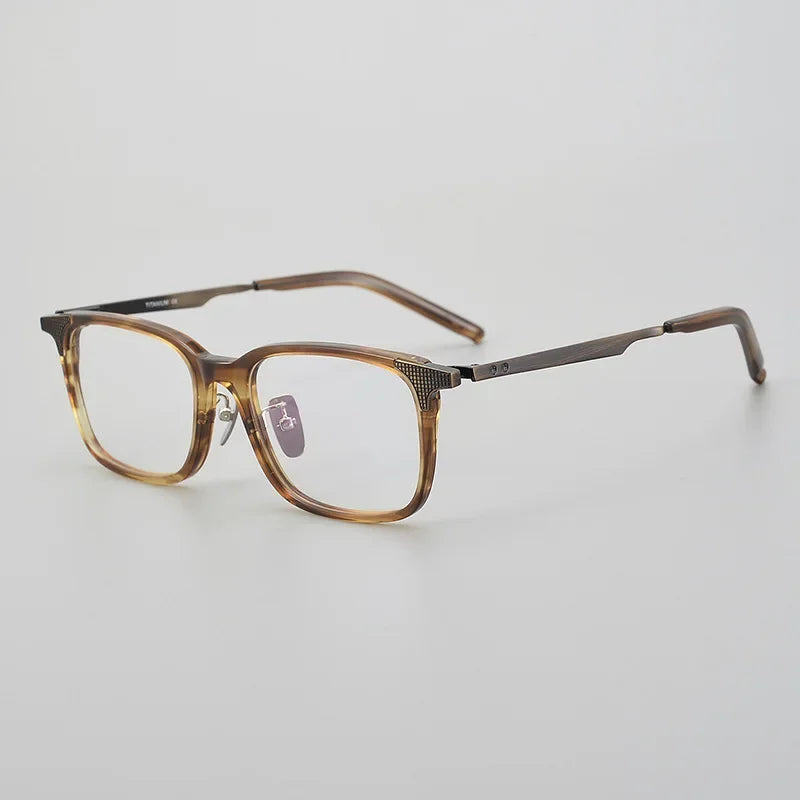 Aror Unisex Full Rim Square Acetate Titanium Eyeglasses - Lightweight & Durable Frame for Men & Women - Perfect for Reading, Work, and Everyday Use