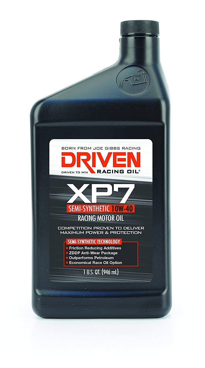 Joe Gibbs Driven XP7 10W-40 Semi-Synthetic Racing Motor Oil - 1 Quart Bottle (6 Pack) | High Performance Engine Oil for Track Racing, Muscle Cars & Motorcycles | Ideal for High-Temperature Racing Conditions