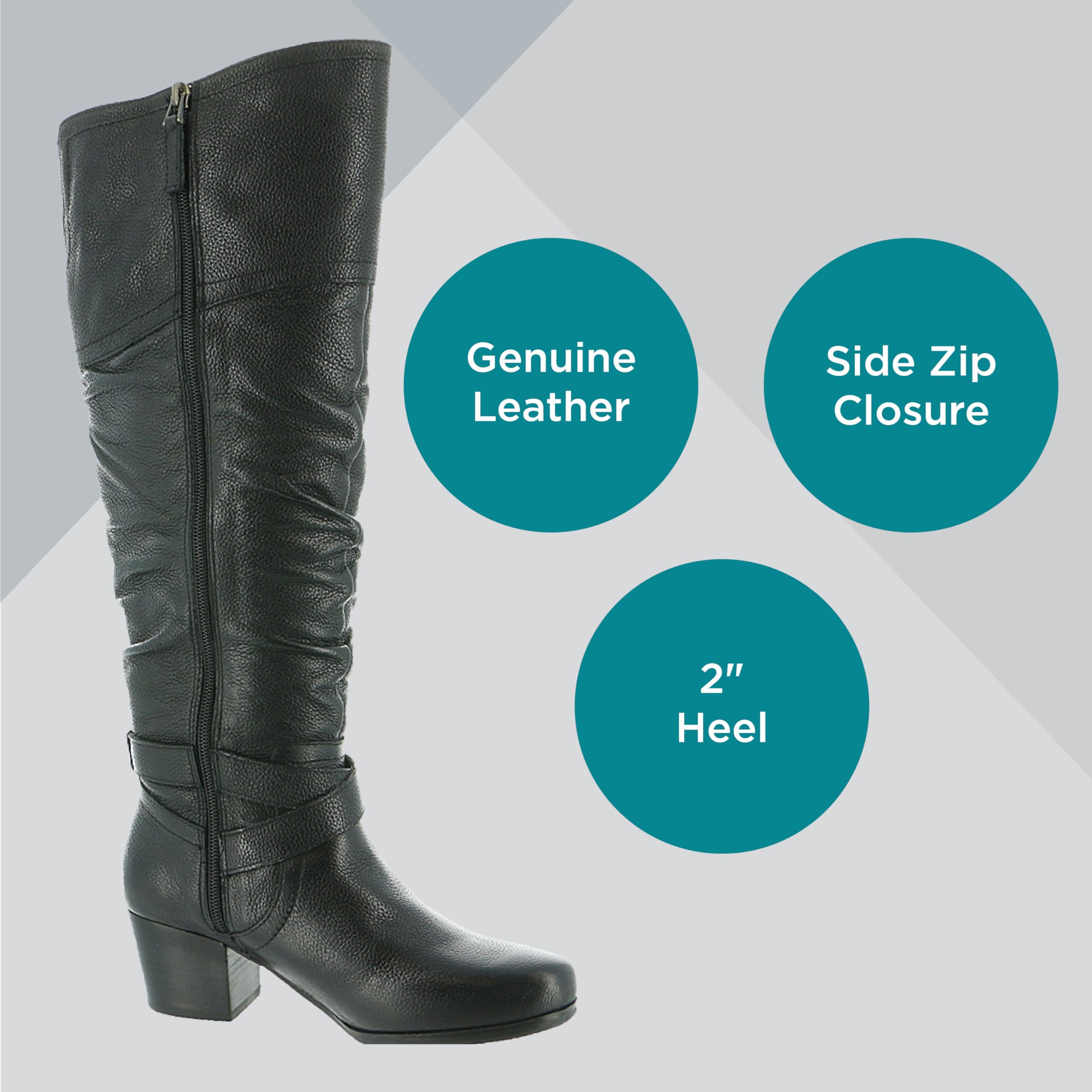 Masseys Women's Dakota Tall Slouch Leather Boots - Stylish Knee High Winter Boots for Women, Comfortable & Warm Leather Booties for Cold Weather, Perfect for Outdoor Activities, Work & Casual Wear