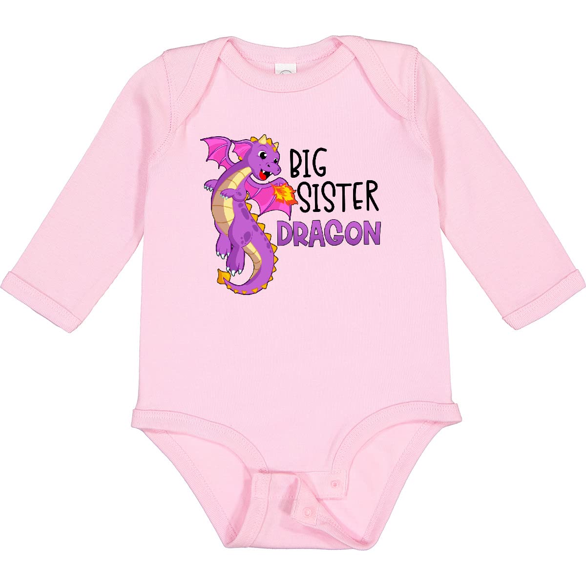 Inktastic Big Sister Cute Purple Dragon Long Sleeve Baby Bodysuit - Perfect for Newborns, Infants & Sibling Matching Outfits