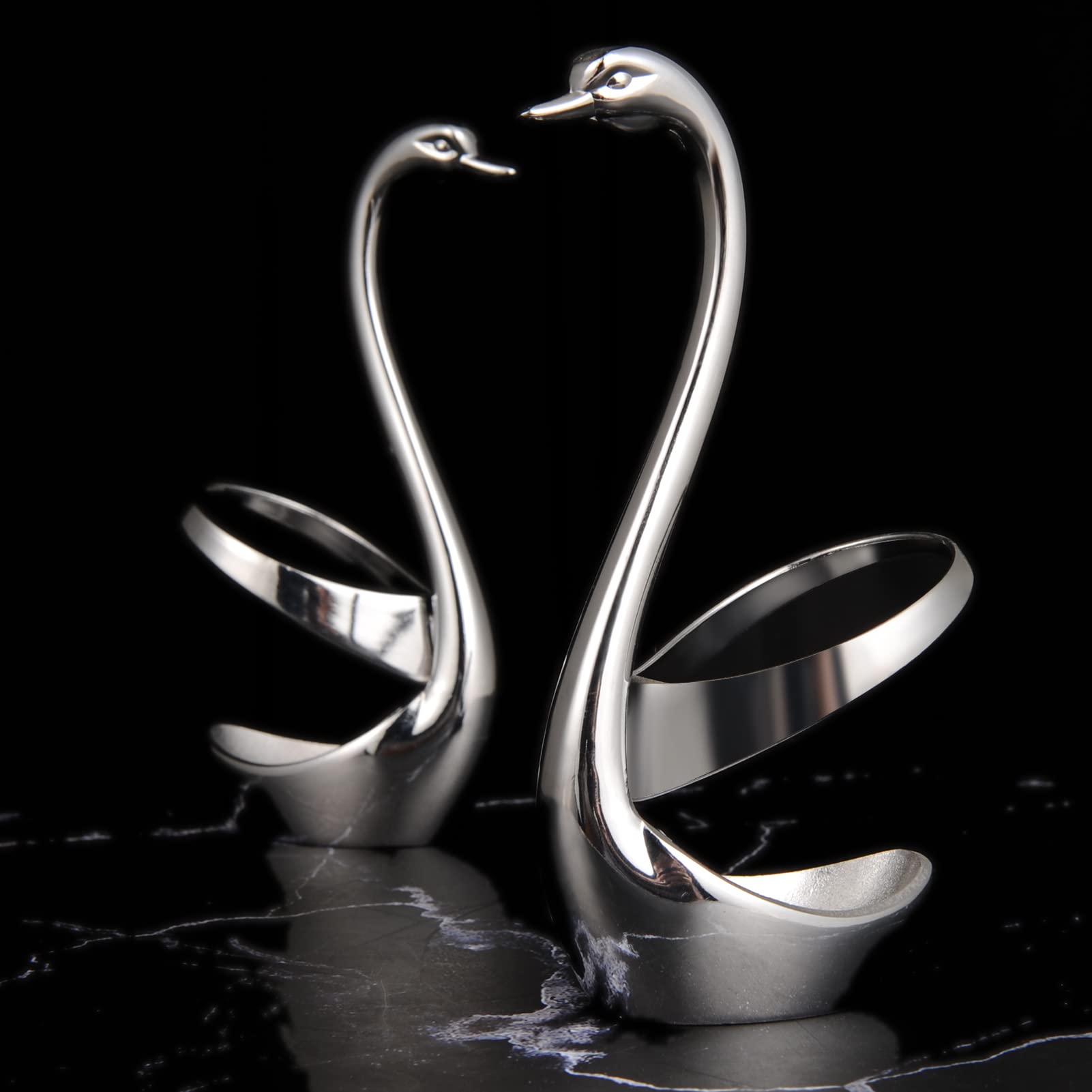 Elegant Silver Swan Base Holder for Coffee Bar & Dining Table Decor - Perfect for Wedding, Party & Home Entertaining - Stylish Centerpiece for Bridal Showers, Anniversaries & Special Events