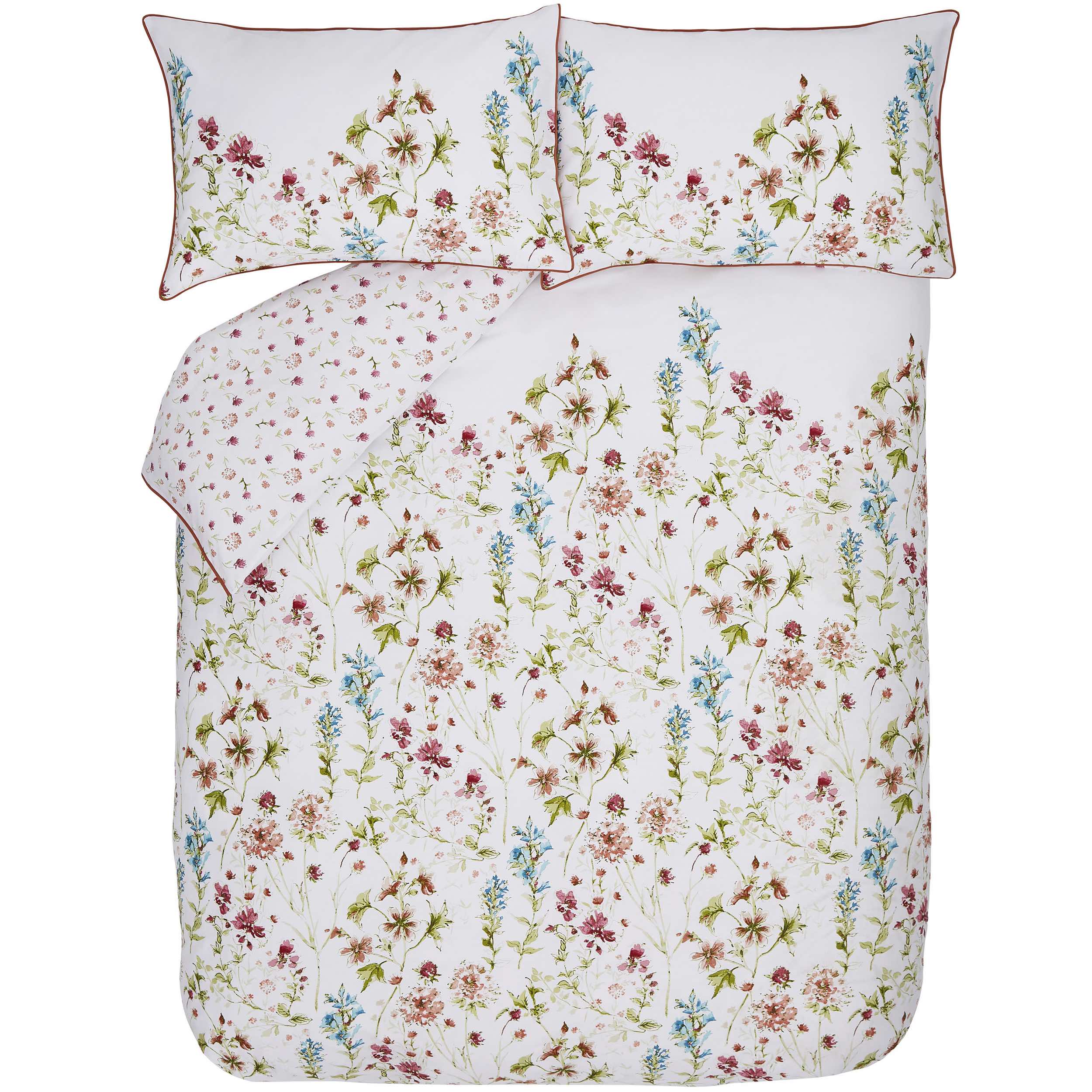 Laura Ashley Wild Meadow Duvet Cover Set - King Size, 100% Cotton, Crimson Floral Bedding - Perfect for Master Bedroom, Guest Room & Cozy Farmhouse Decor