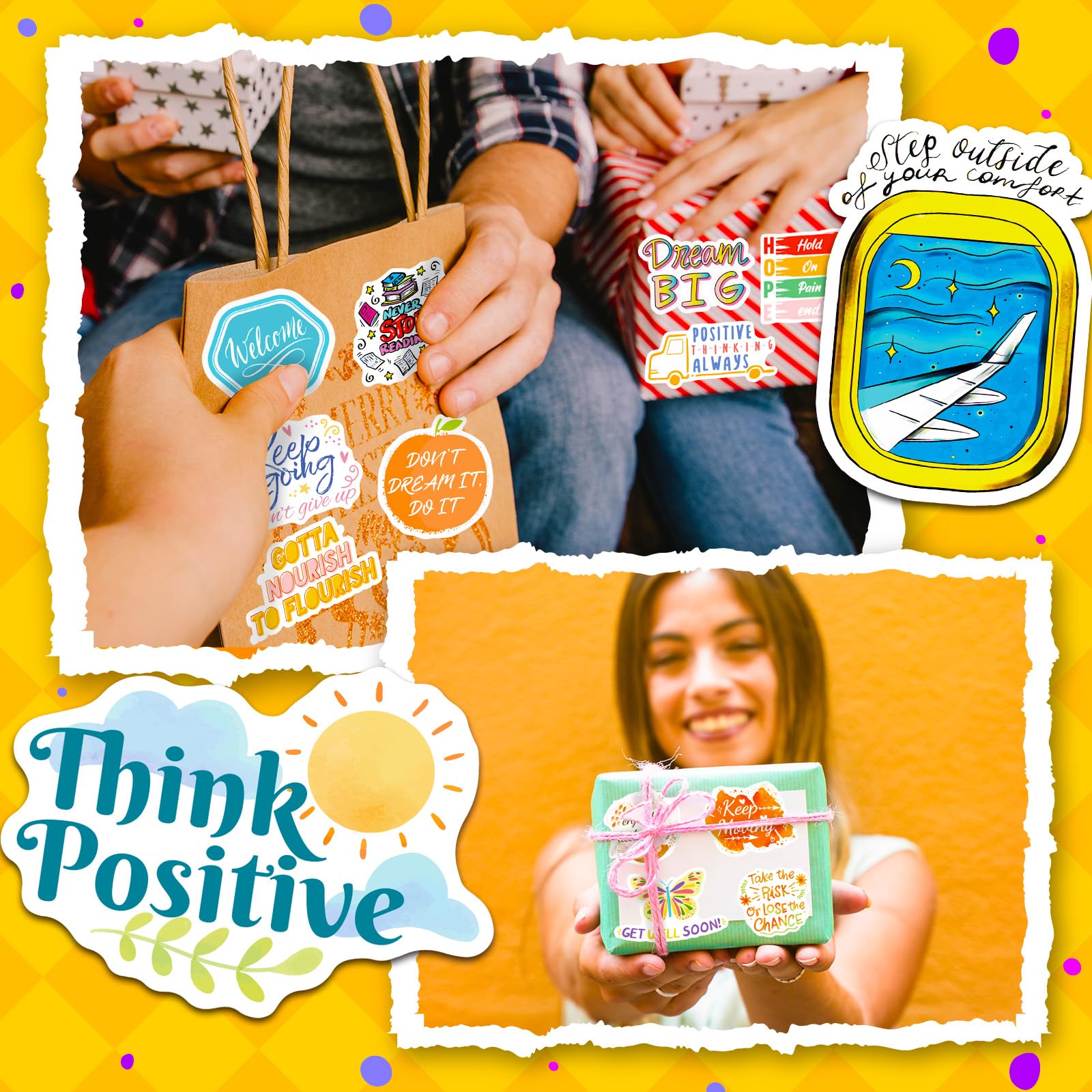 400 PCS Inspirational Motivational Vinyl Stickers - Positive Quote Stickers for Adults & Kids - Waterproof Decals for Laptops, Water Bottles, Journals, Scrapbooks (WM017) - Perfect for School, Office, DIY Crafts & Personalizing Belongings