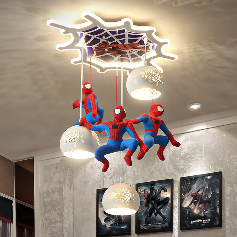 Spider-Man Pendant Light - Superhero Themed Kids Room Lighting - Perfect for Bedroom, Playroom & Nursery Decor | Art Deco Inspired Superhero Ceiling Fixture