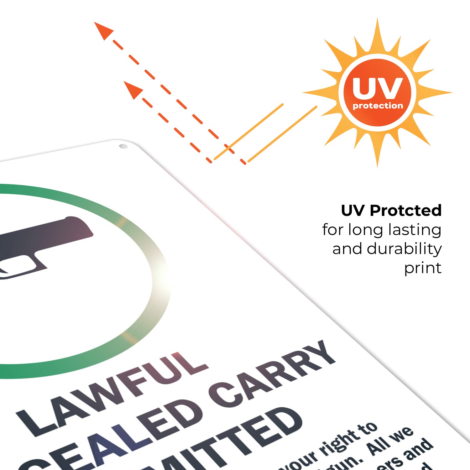 Lawful Concealed Carry Permitted Sign - 10x14 Inches Rust-Free .040 Aluminum - Fade Resistant & Easy Mounting - Indoor/Outdoor Use - Made in USA - Perfect for Gun Shops, Ranges & Private Property Security