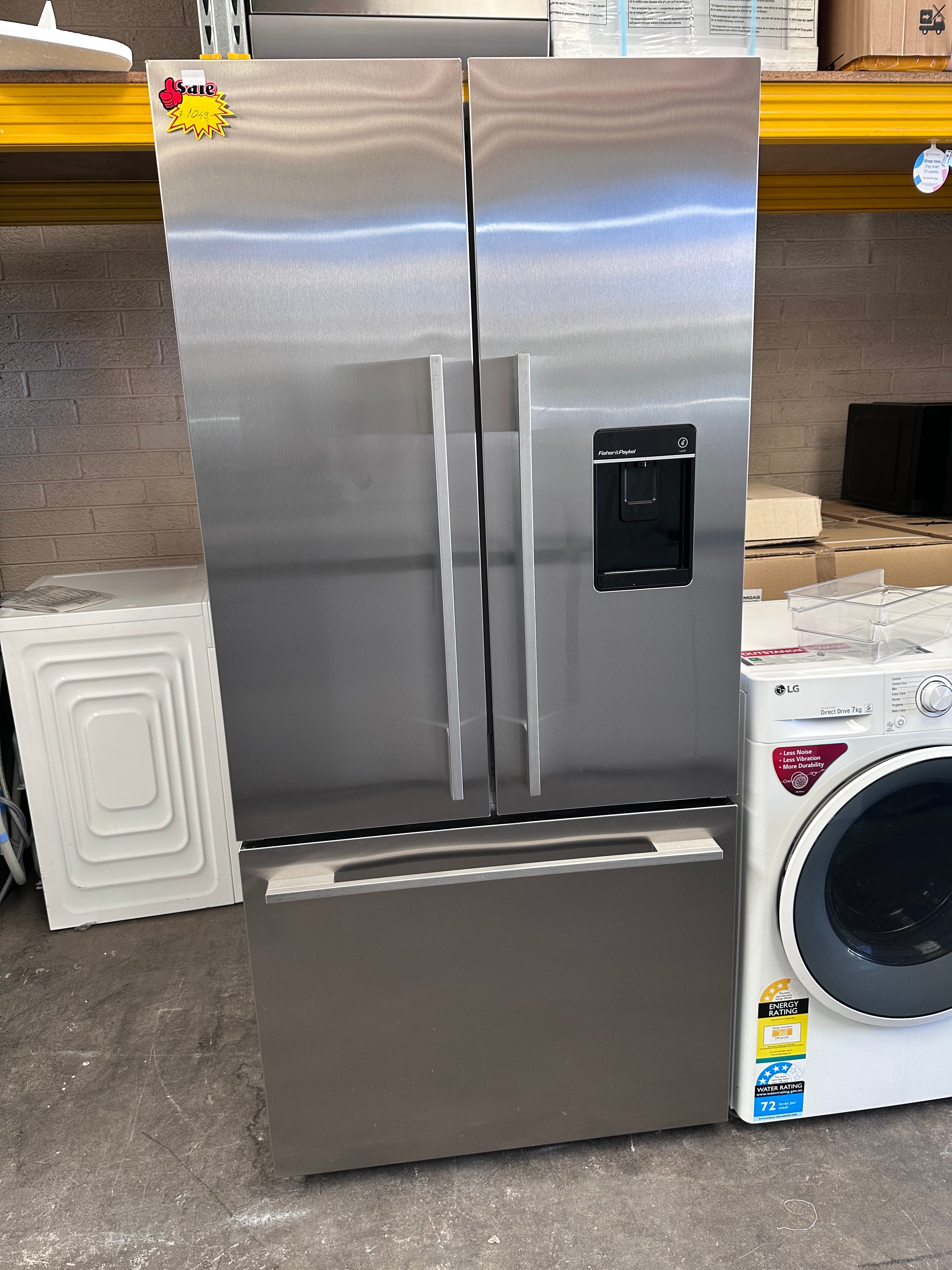 Fisher & Paykel 519L Stainless Steel French Door Refrigerator - Energy Efficient & Spacious [Certified Refurbished] for Modern Kitchens & Open-Plan Living Spaces
